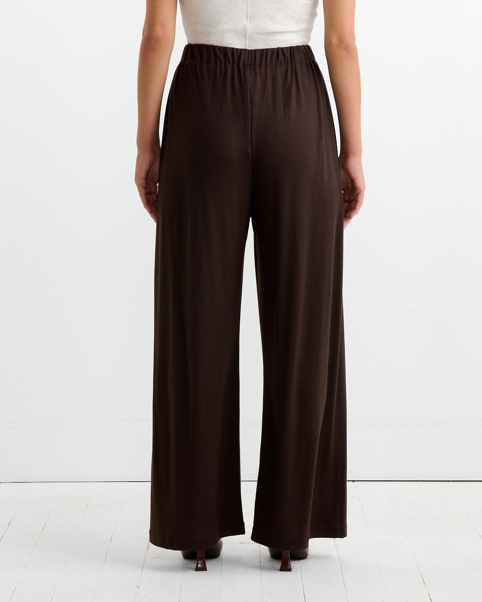 Black Crane Wool Straight Pant Cacao - Cacao / XS (263793)