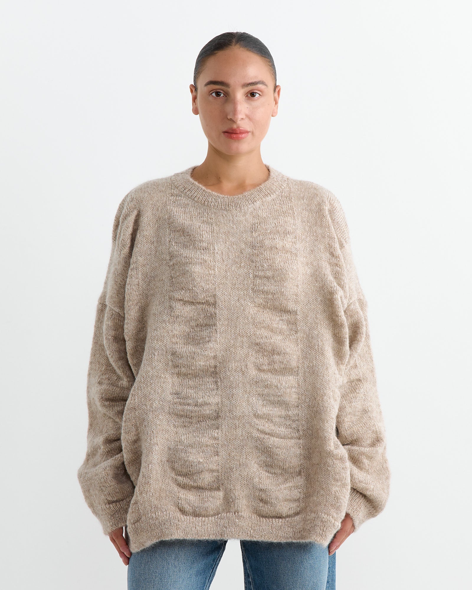 Black Crane Waterfall Sweater Natural - Natural / XS (263801)