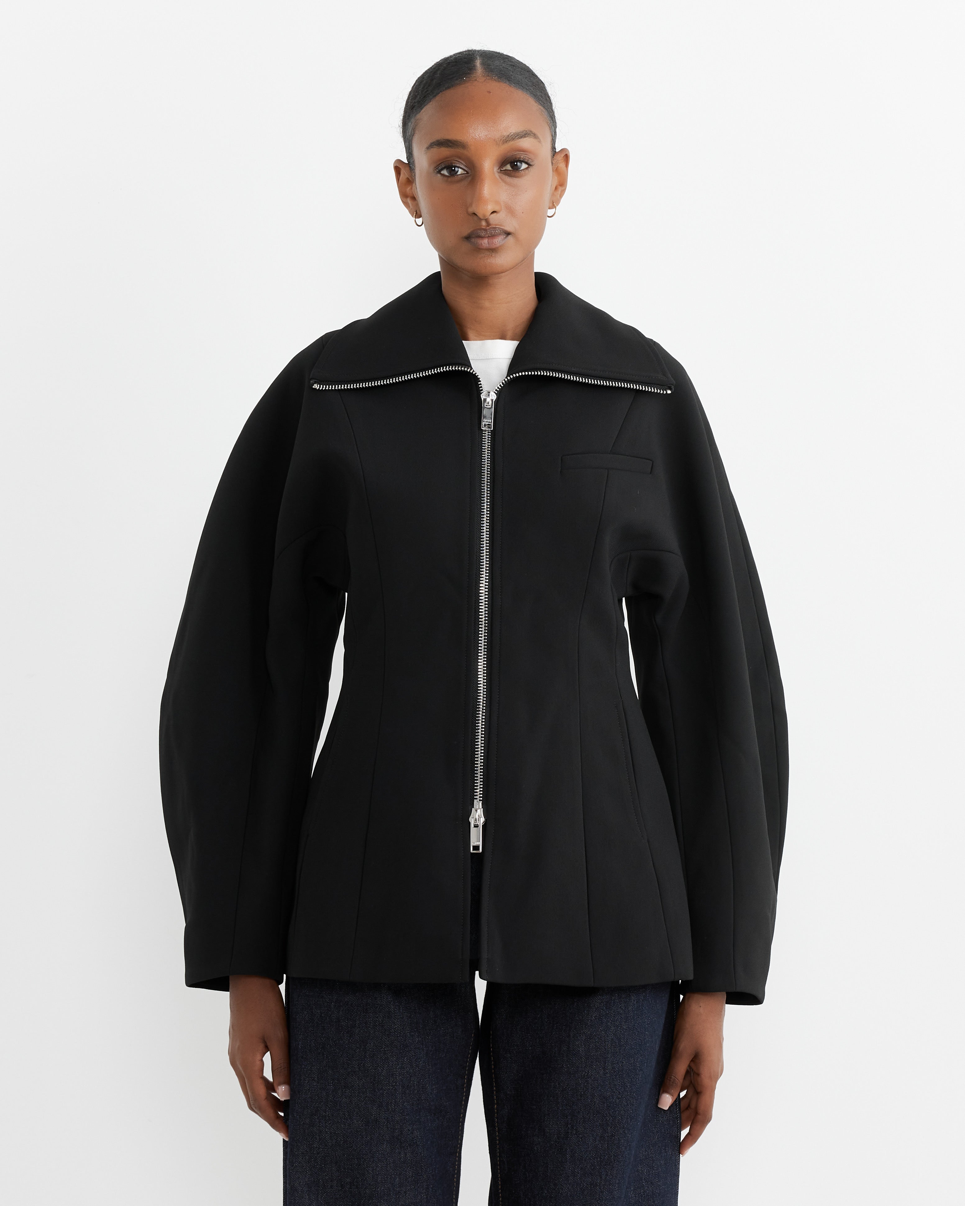 Ganni Curve Sleeve Jacket Black - Black / 36 (263947)