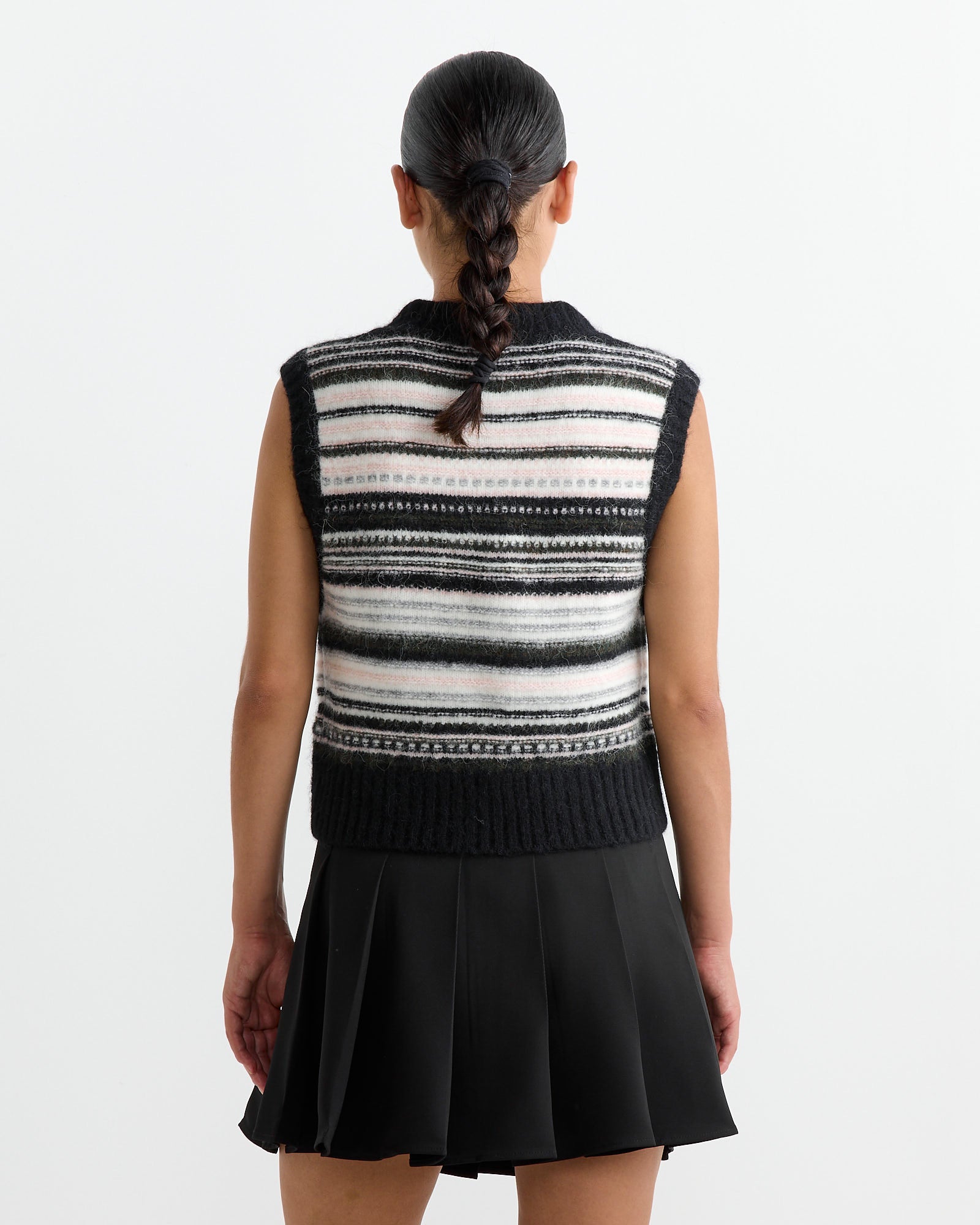 Ganni Wool Stripe Vest Black - Black / S (263962)