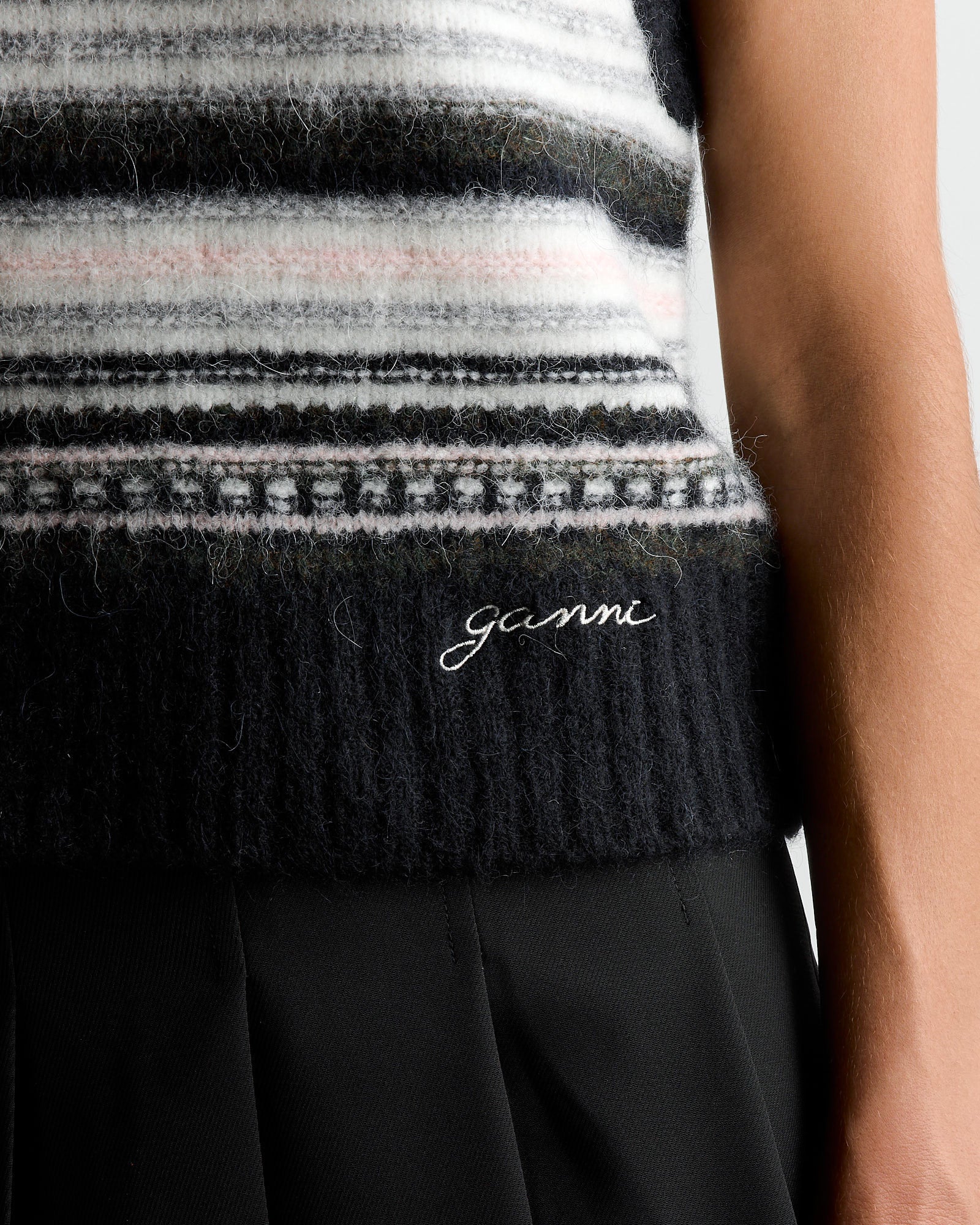 Ganni Wool Stripe Vest Black - Black / S (263962)