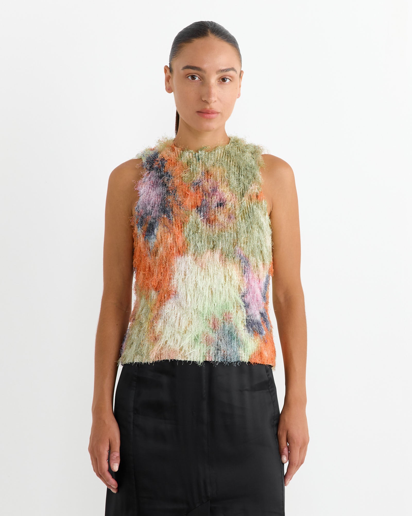 Thelma Pleated Furry Top in Gundula