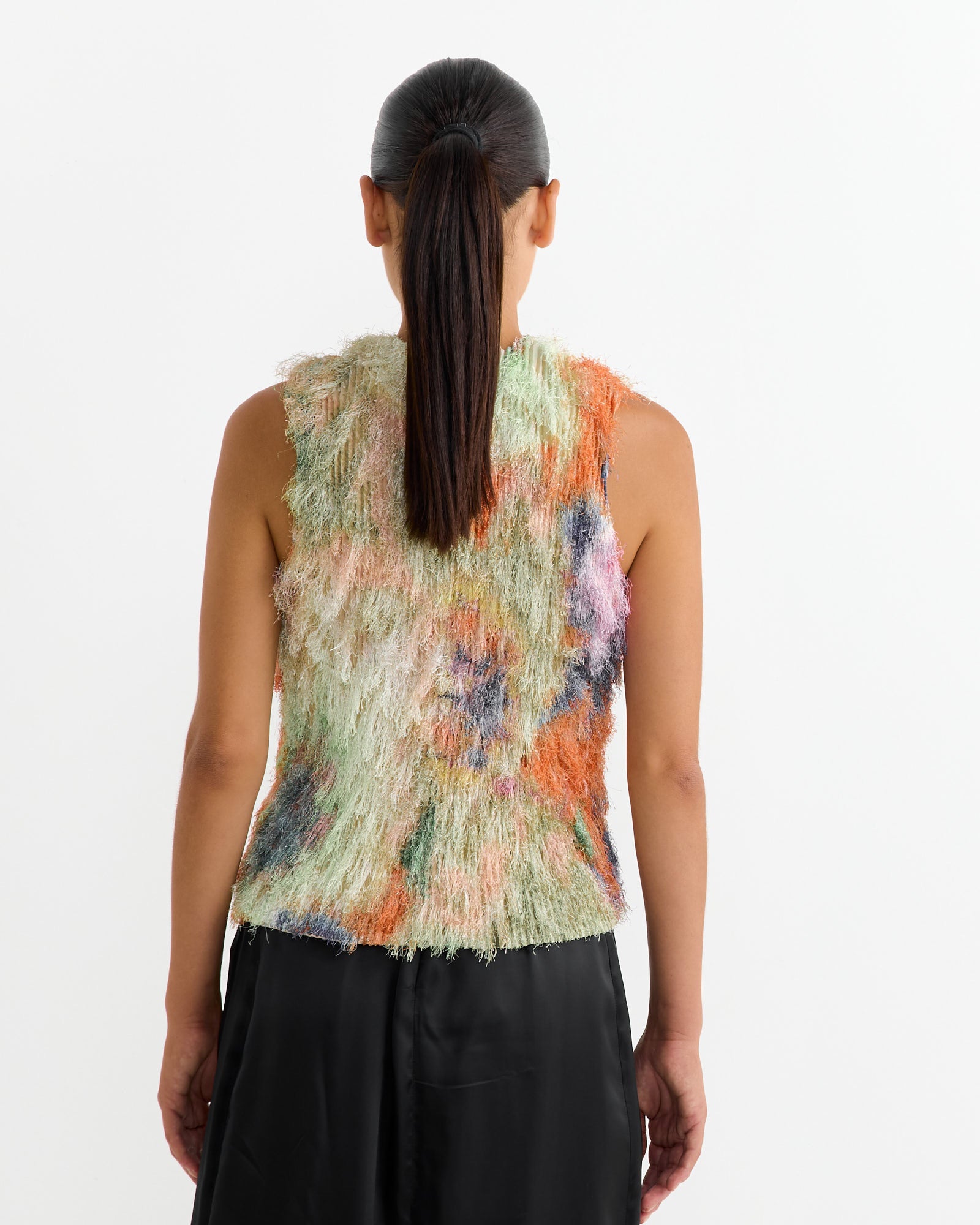 Thelma Pleated Furry Top in Gundula