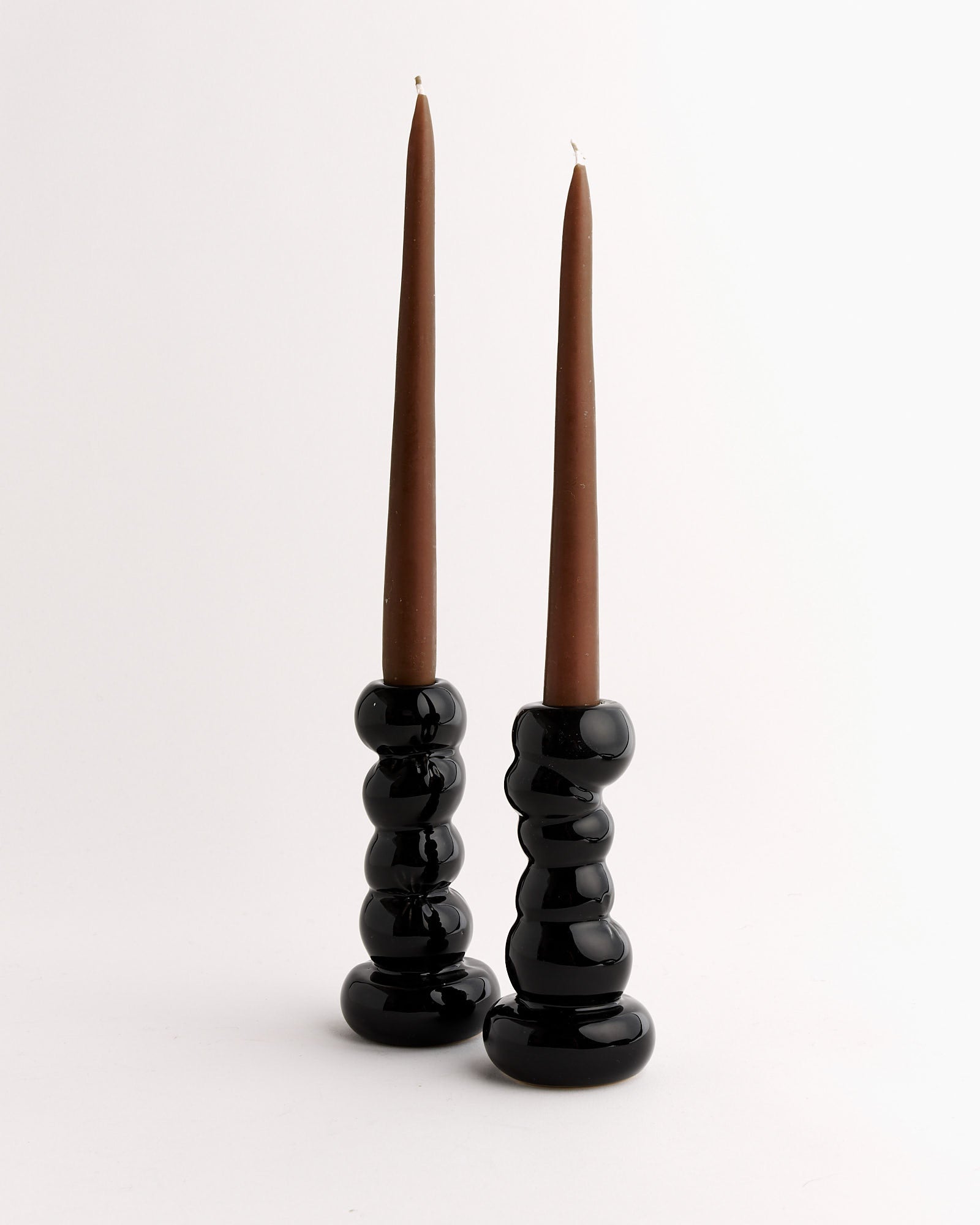 Misfits Set Of 2 Candleholder in Gloss Black