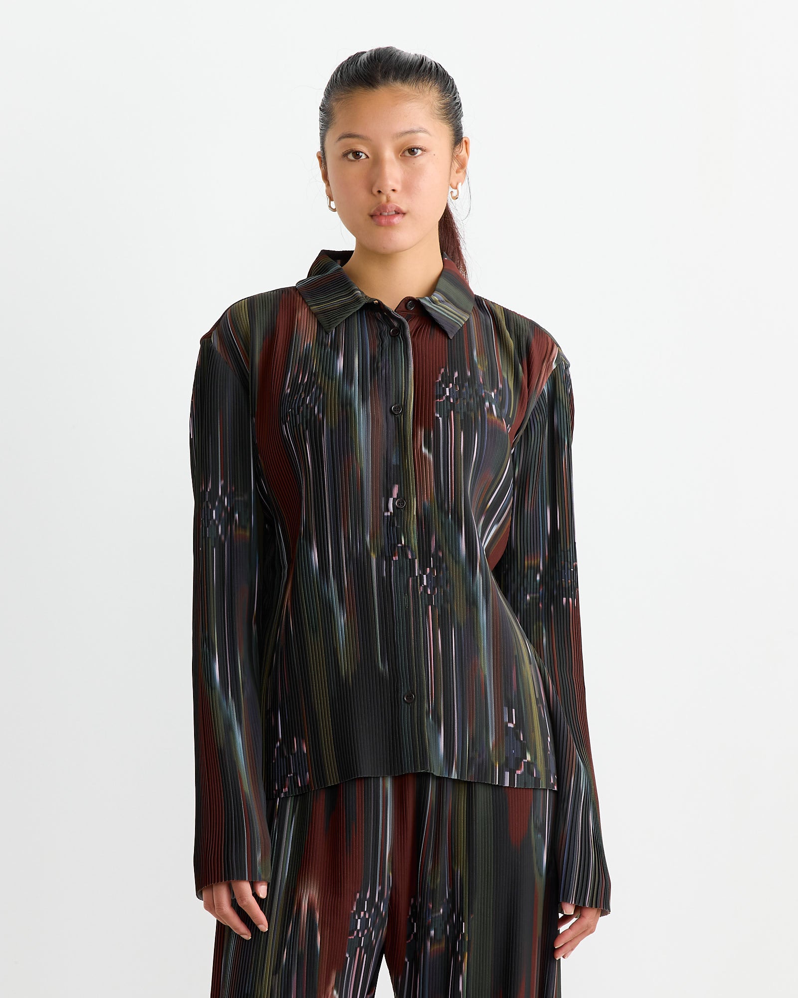 Knight Plisse Shirt in Dark Tetris Drips