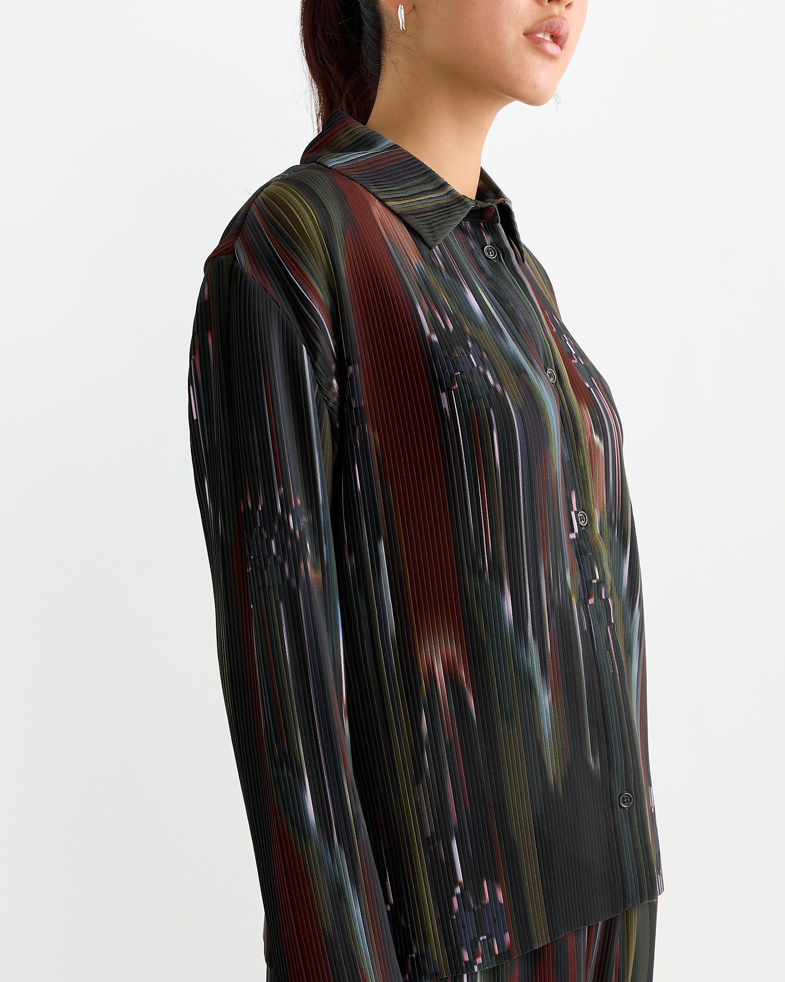 Knight Plisse Shirt in Dark Tetris Drips