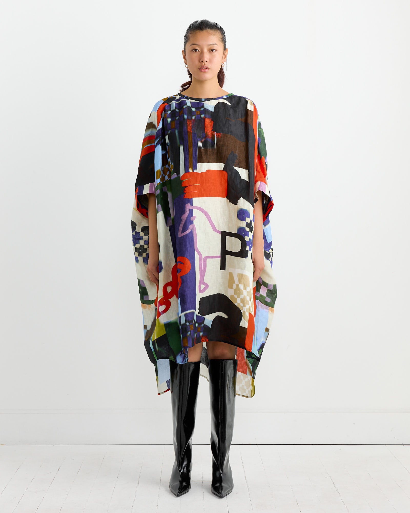 Renew Silk Dress in Playground Collage