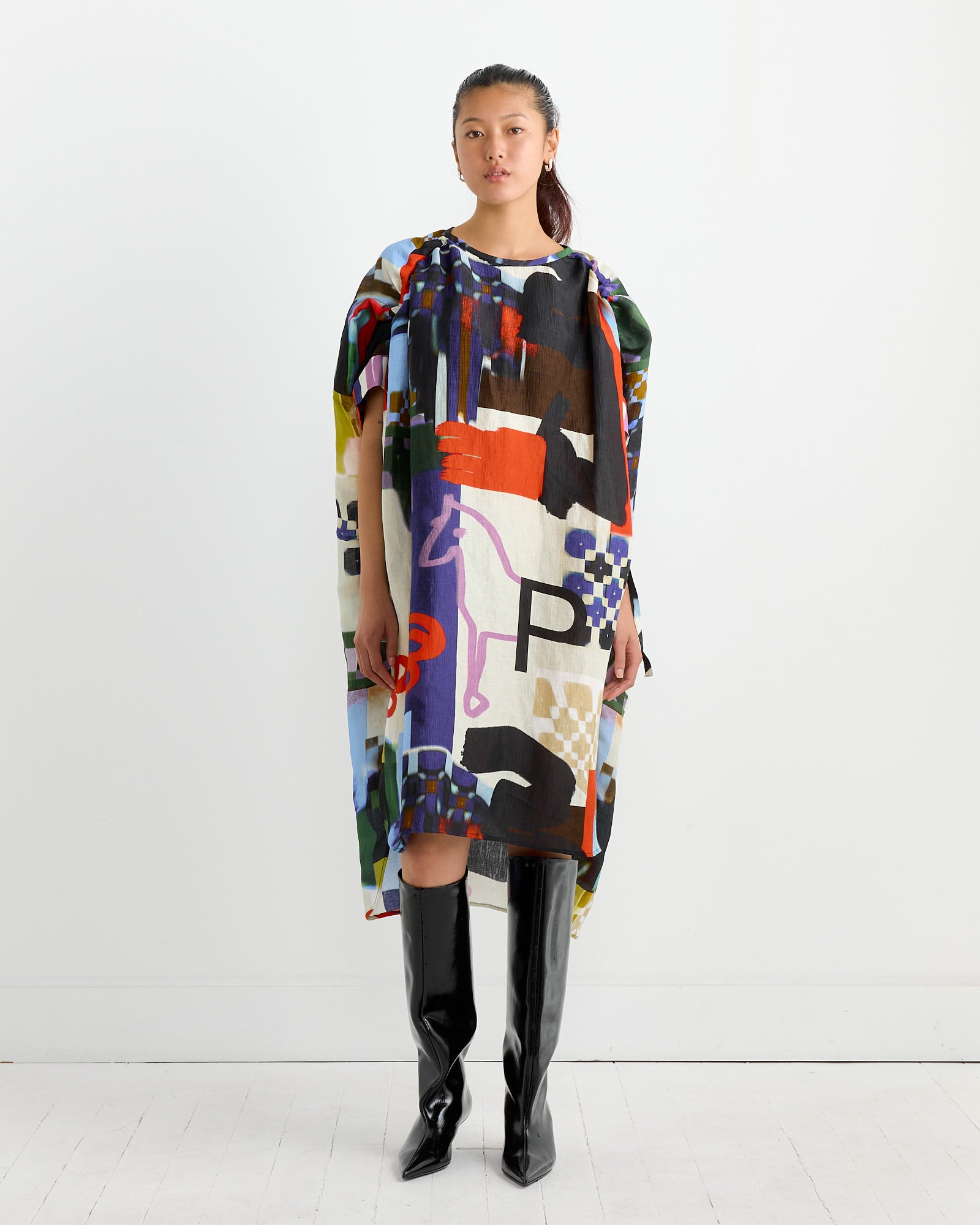 Renew Silk Dress in Playground Collage