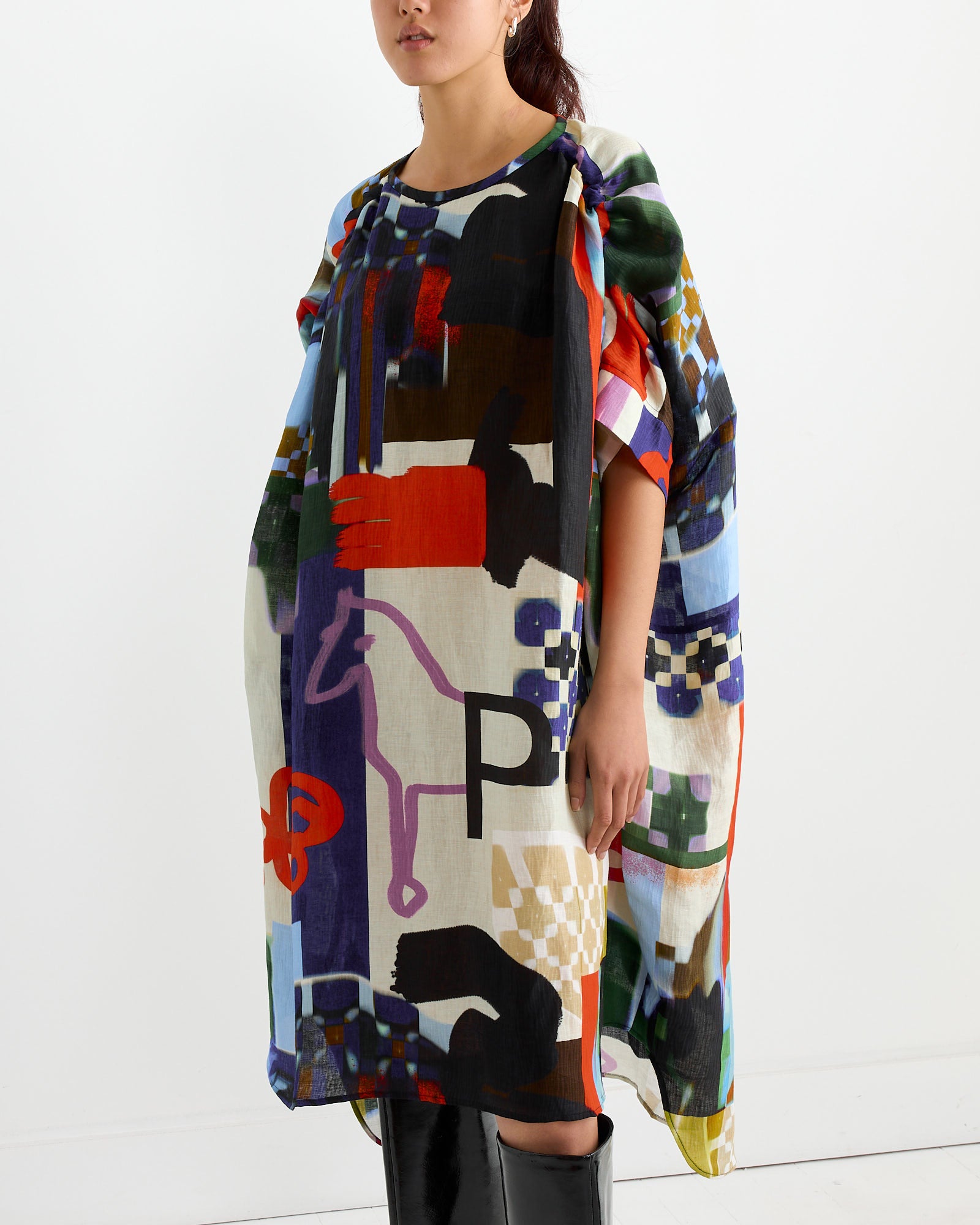 Renew Silk Dress in Playground Collage