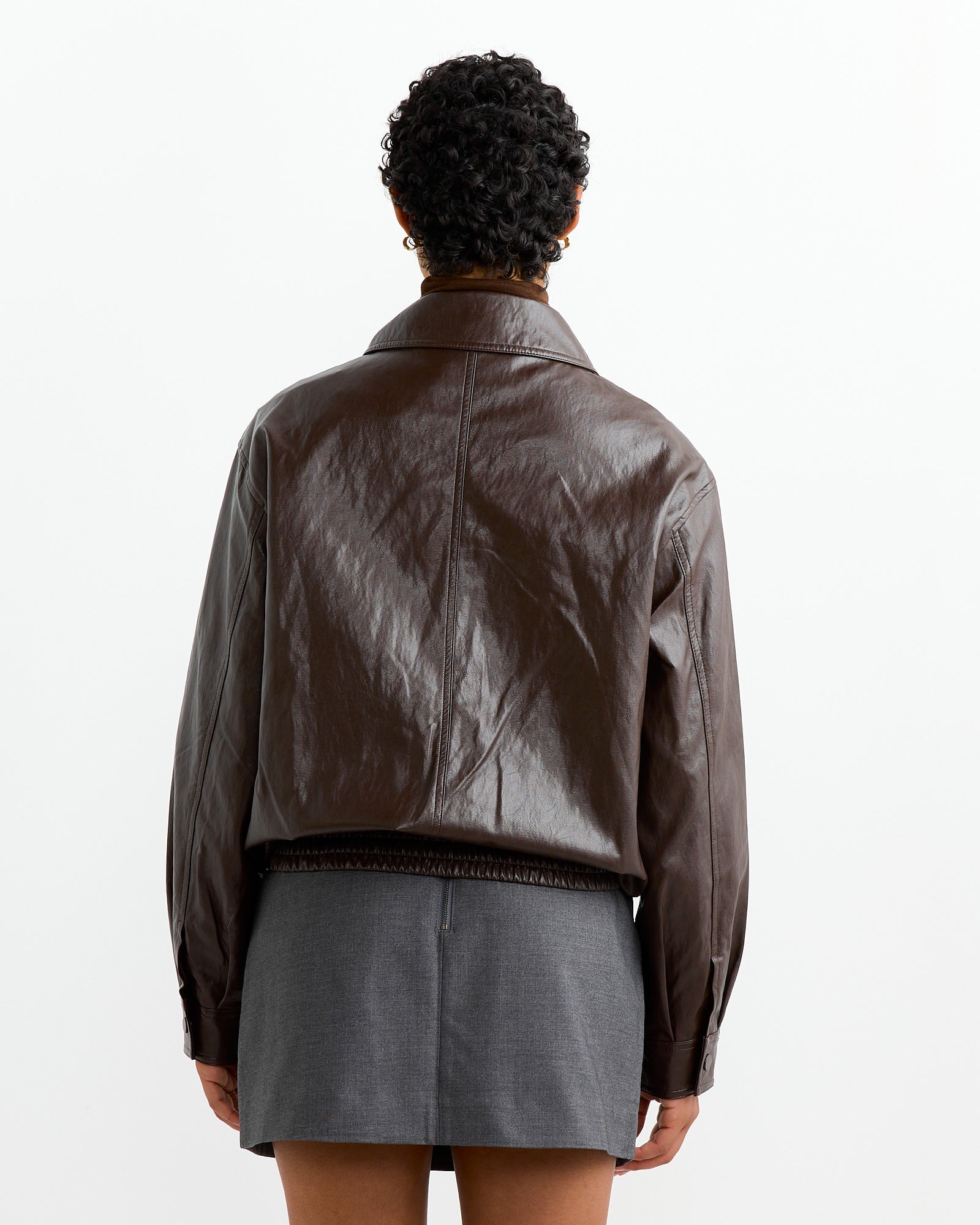 Vegan Leather Blouson in Brow