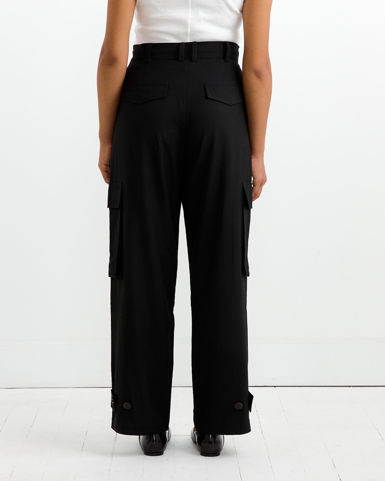 Wool Blend Cargo Pant in Black