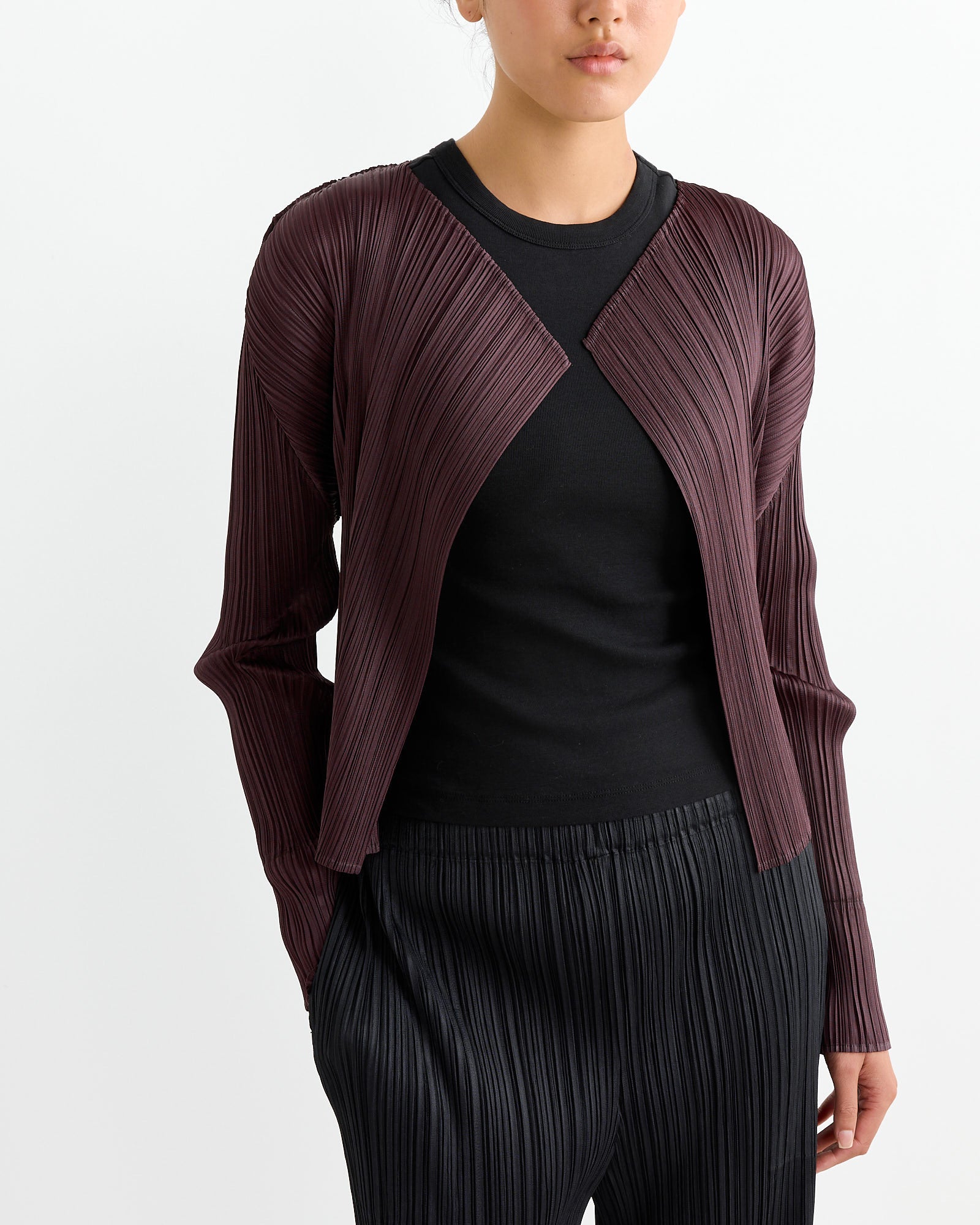 Issey Miyake Pleats Please MC Sept Cardigan Dark Brown - Dark Brown / 5 (264359)