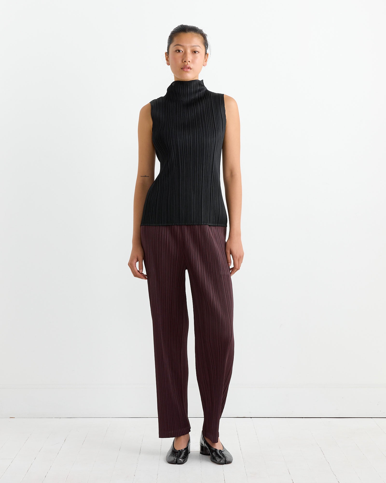 Issey Miyake Pleats Please JK102 Basics Turtleneck Top Black - Black / 5 (264396)