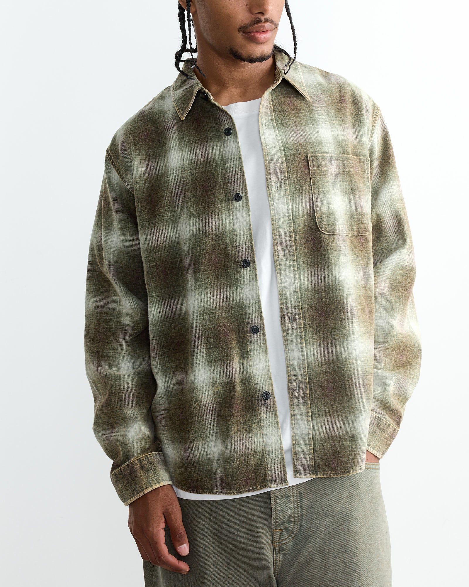 Stussy Rocco Plaid Shirt Green - Green / L (264455)