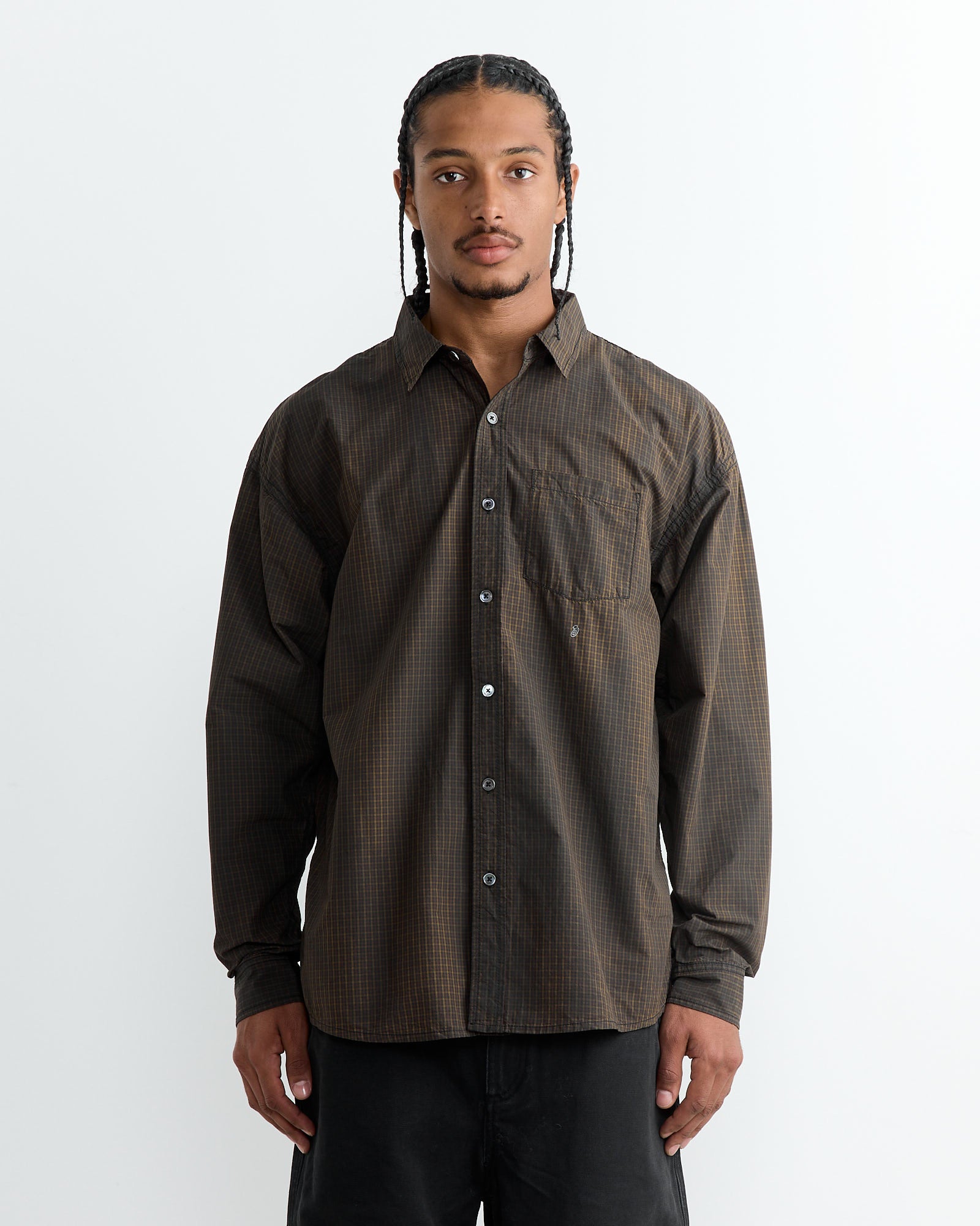 Stussy Classic Sprayed L/S Shirt Tan - Tan / L (264459)