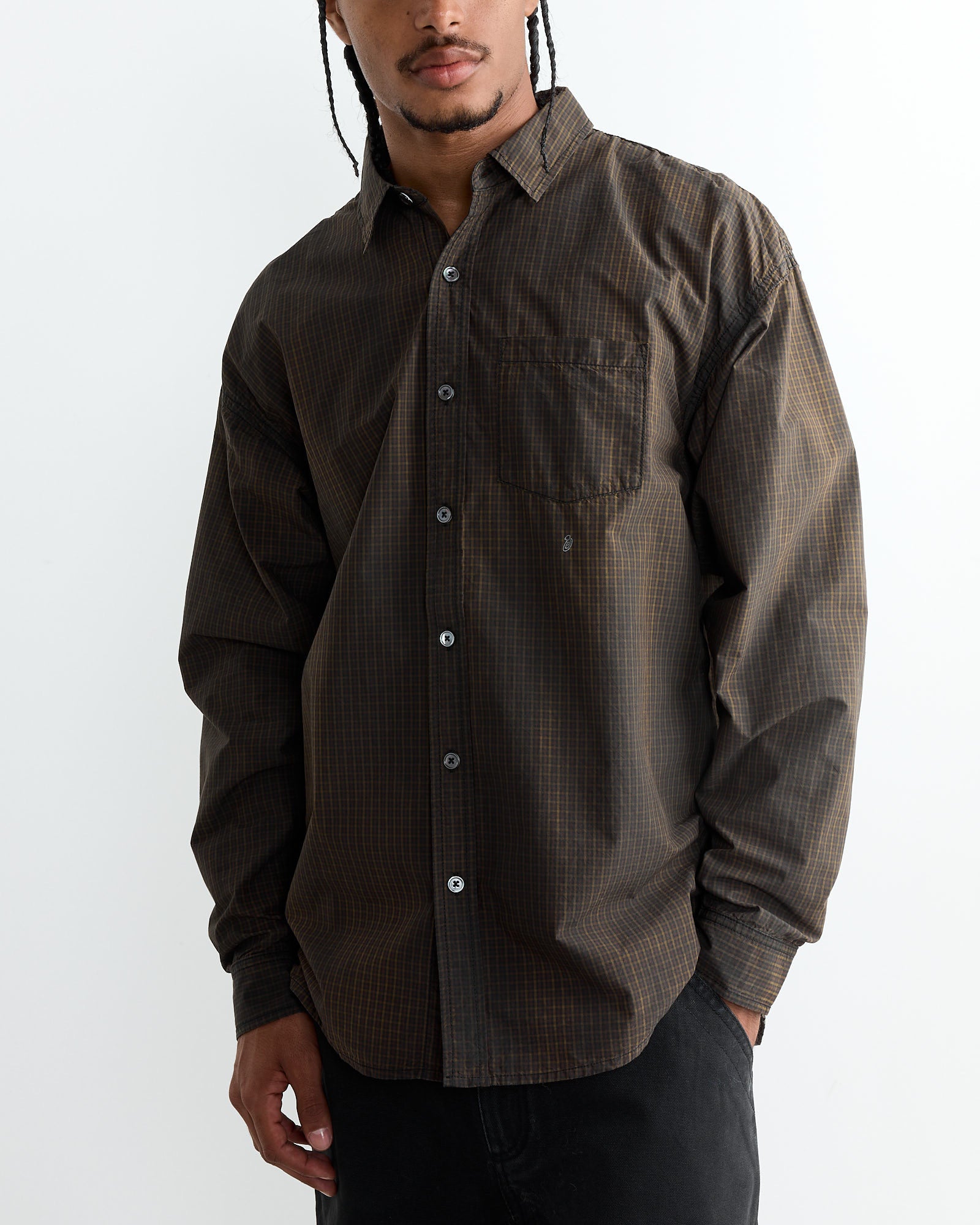 Stussy Classic Sprayed L/S Shirt Tan - Tan / L (264459)