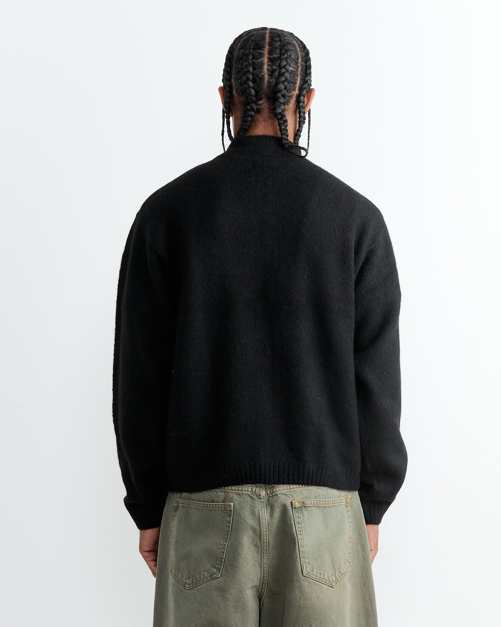 Stussy Brushed Mock Full Zip Sweater Black - Black / L (264492)