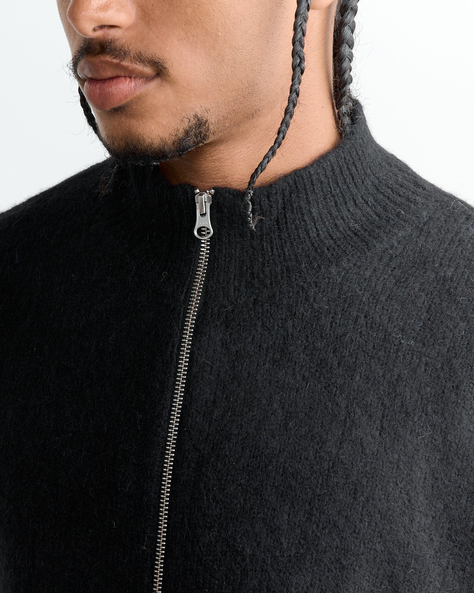 Stussy Brushed Mock Full Zip Sweater Black - Black / L (264492)