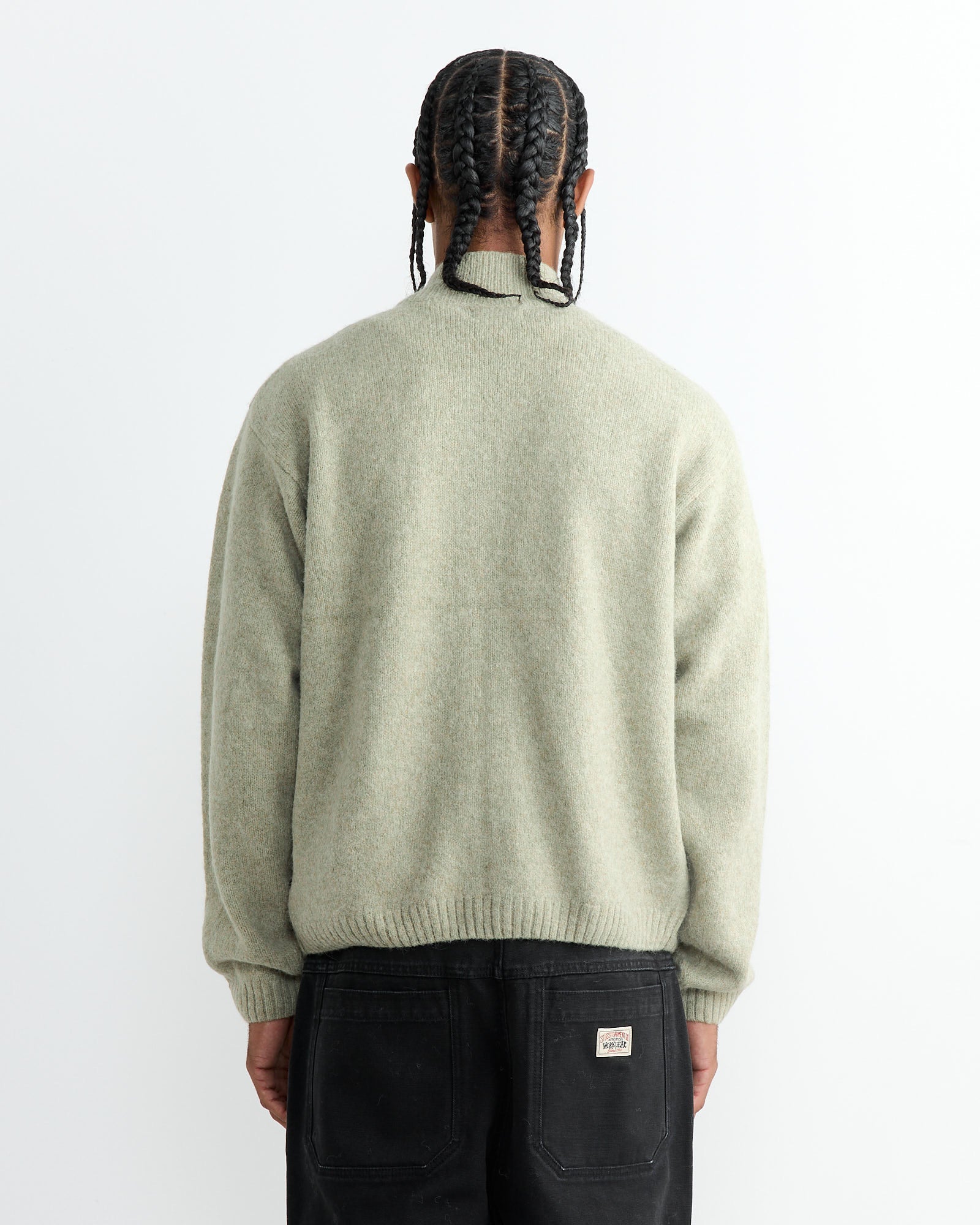 Stussy Brushed Mock Full Zip Sweater Sage - Sage / L (264496)