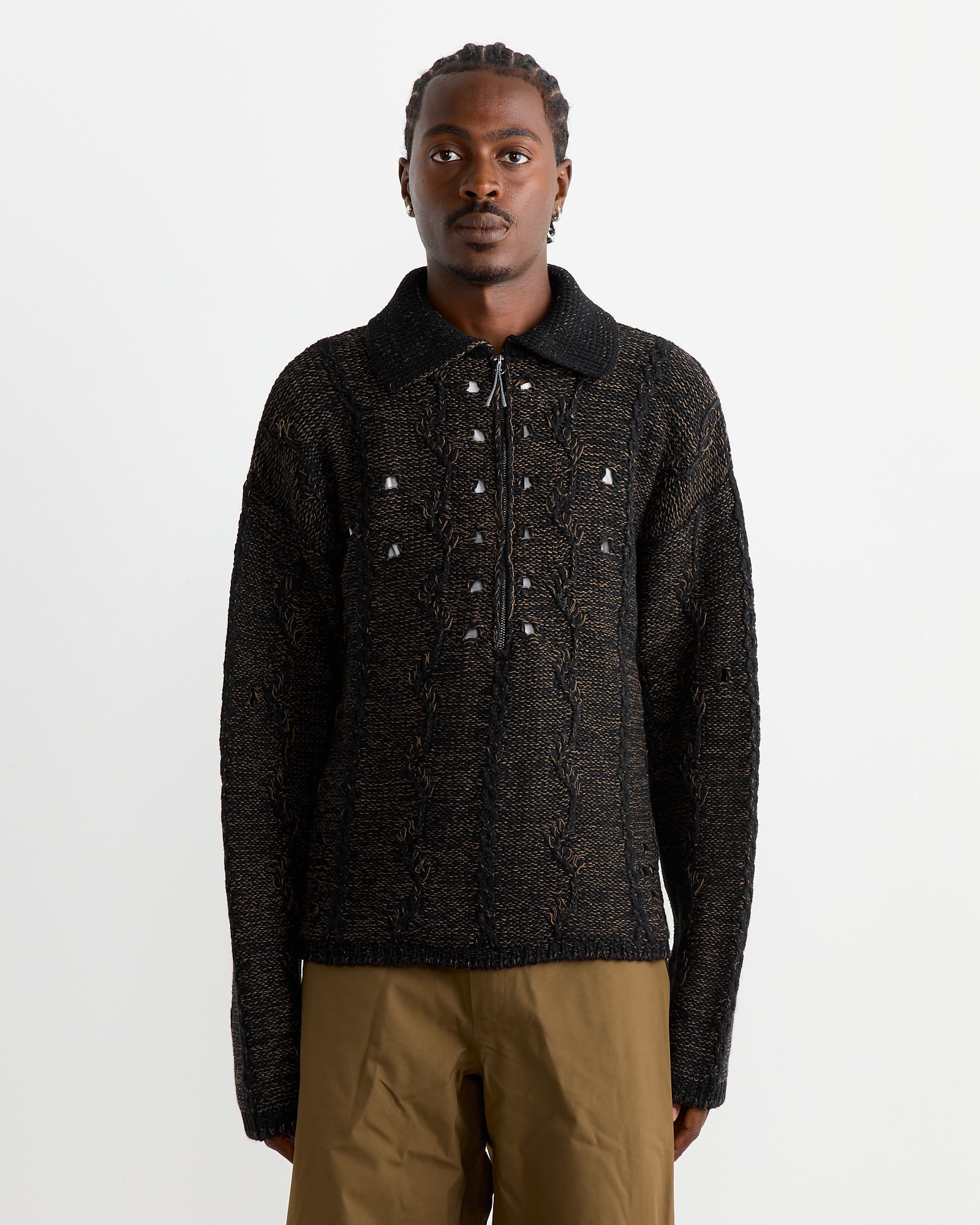 Polo Cable Knit in Brown