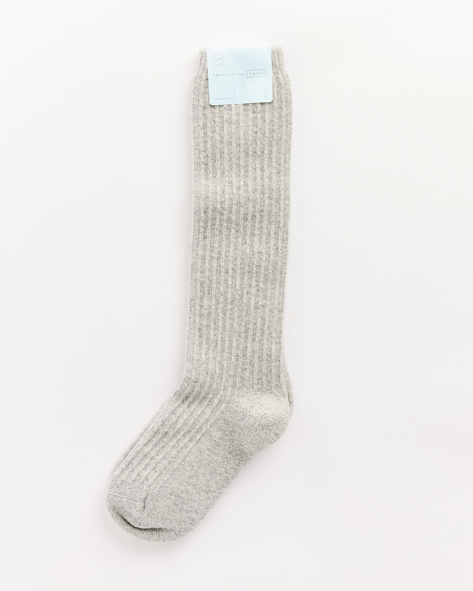 Long Reversed Rib Knee Socks in Mist