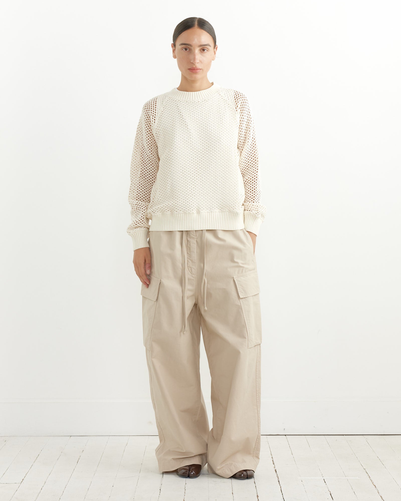 Boxy Knitted Sweater in Off White