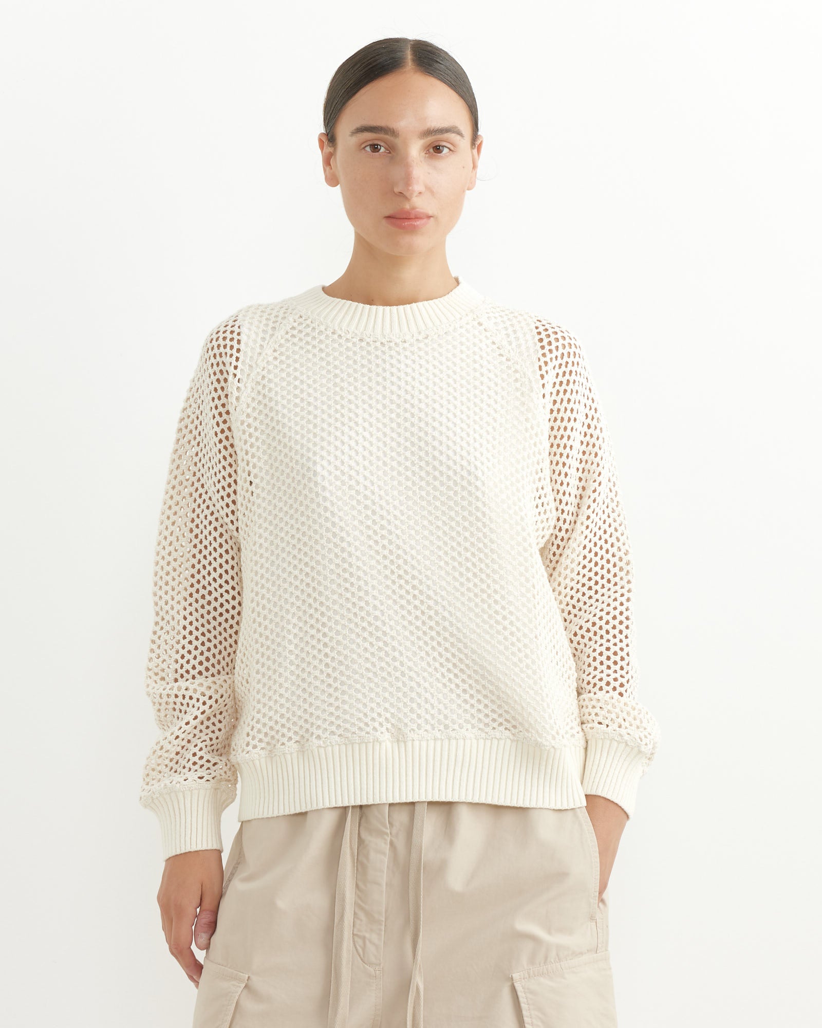 Boxy Knitted Sweater in Off White