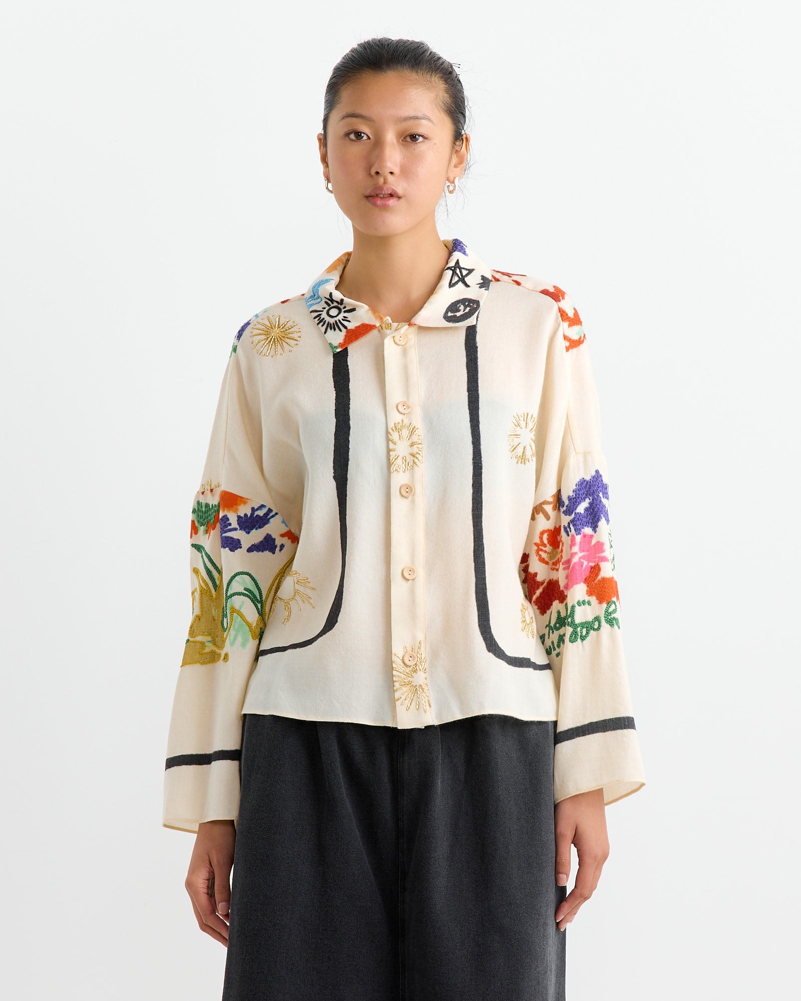 Woolshirt in Hand Embroidered