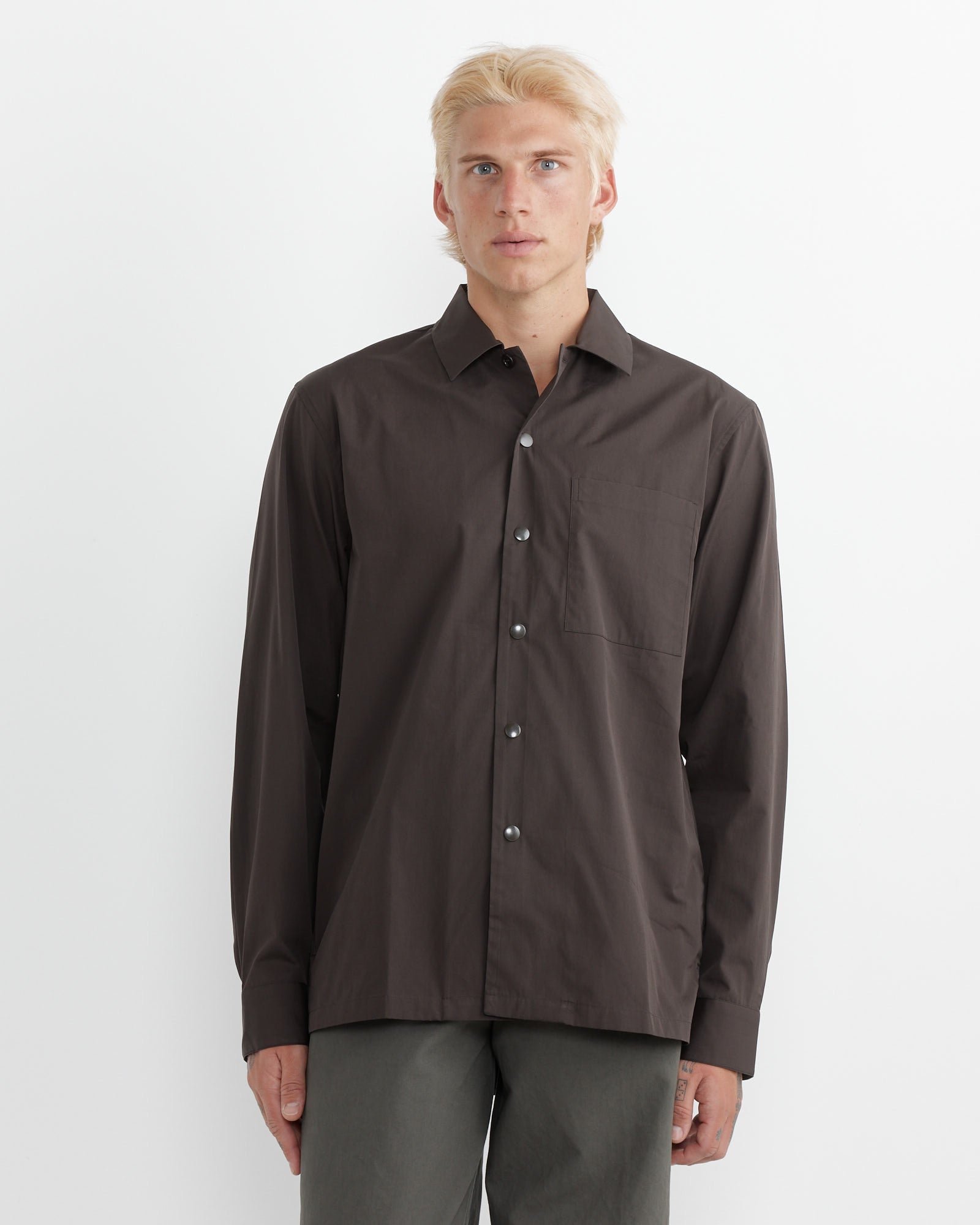 Cotton Overshirt in Dark Brown