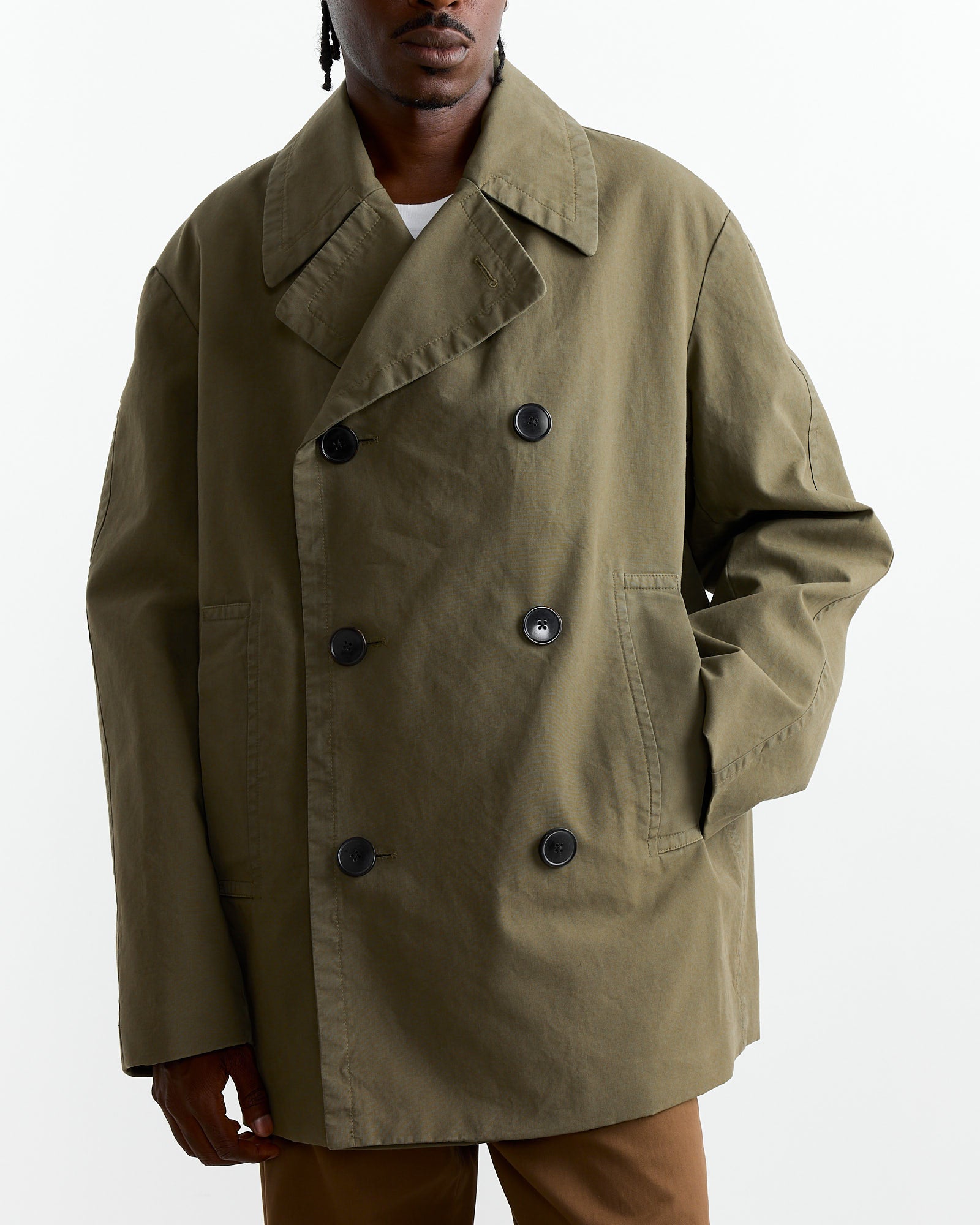 Double Breasted Coat in Khaki