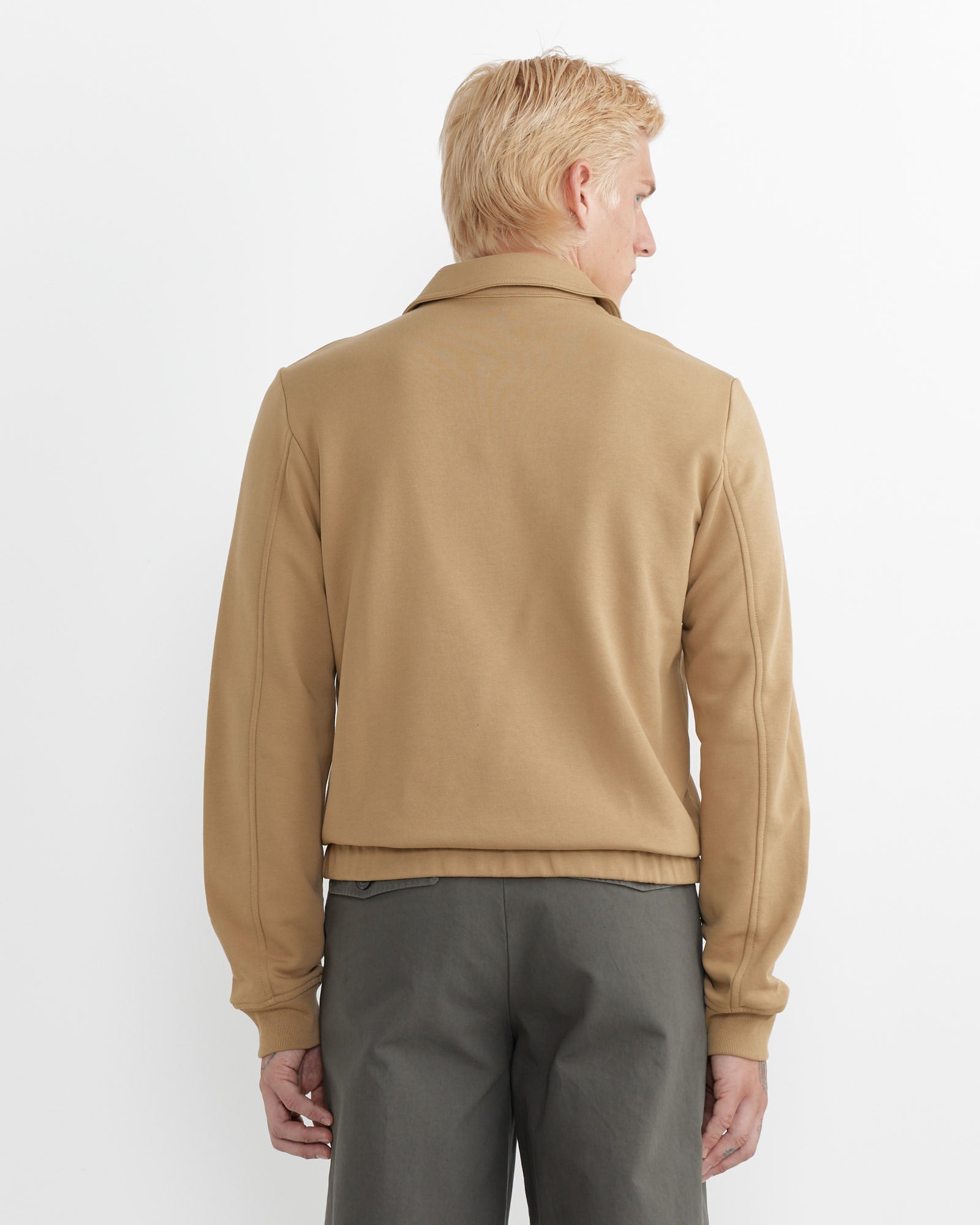 Quarter-Zip Polo Sweater in Beige