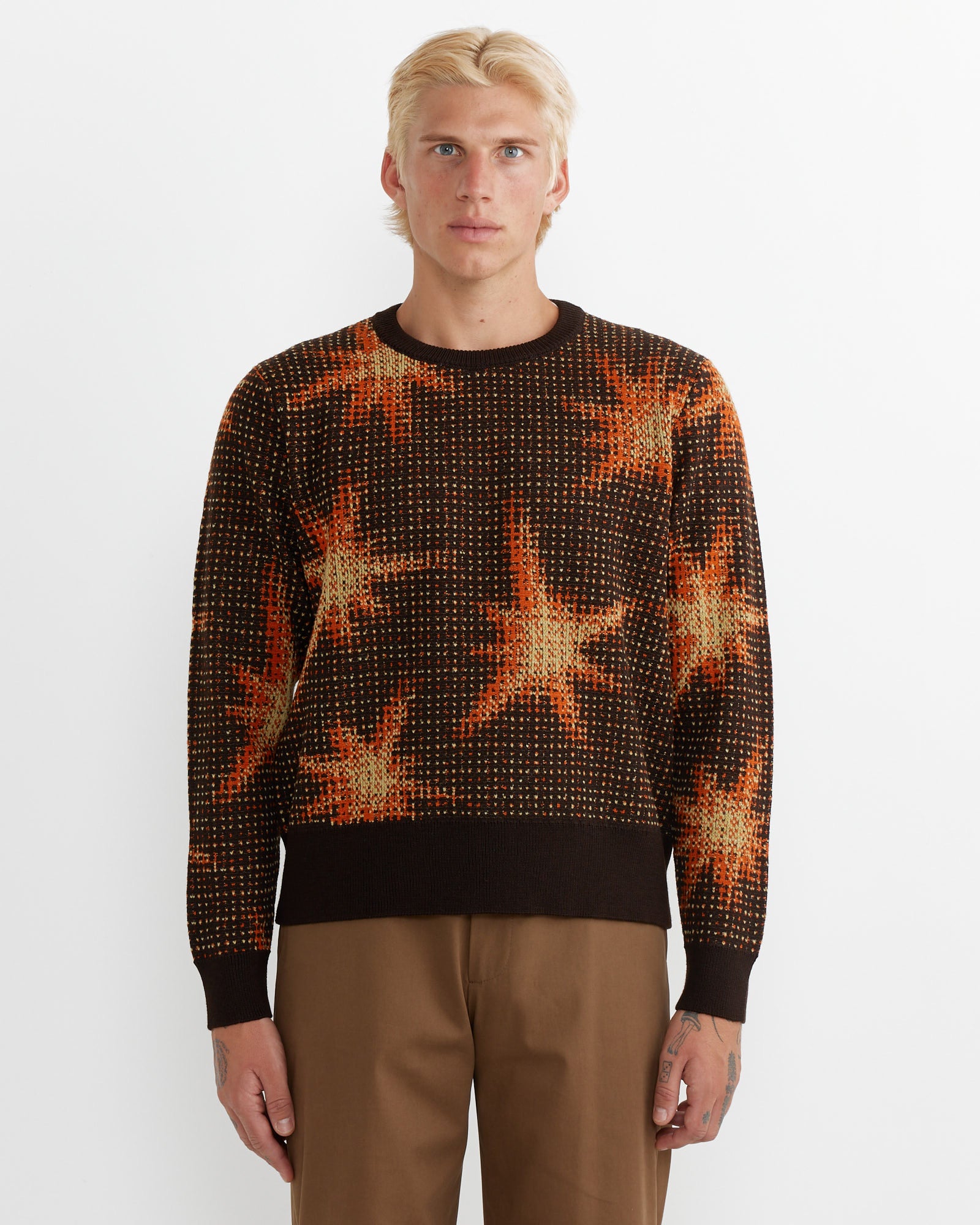 Jacquard Sweater in Dark Brown