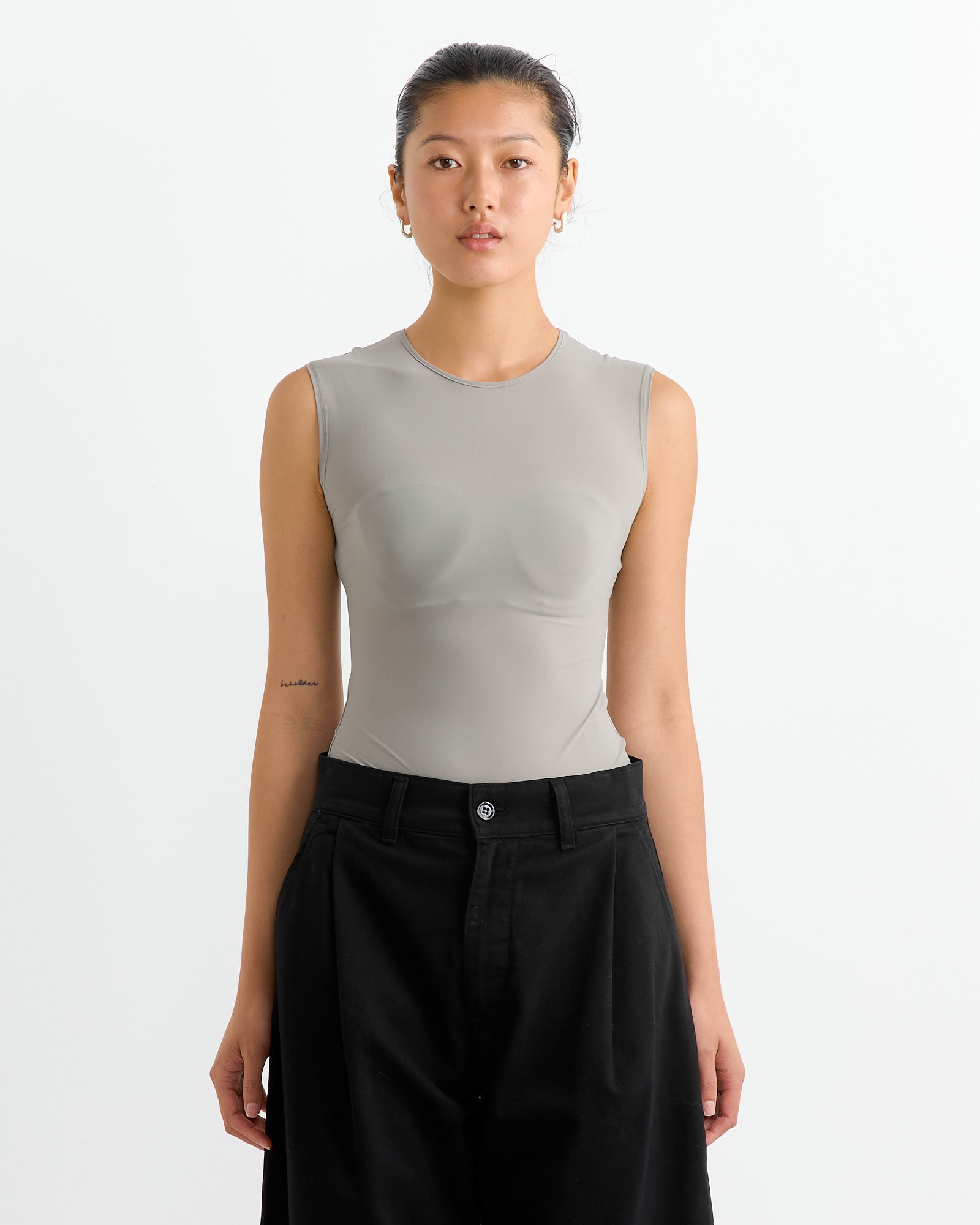 Aura Sleeveless Bodysuit in Aluminum