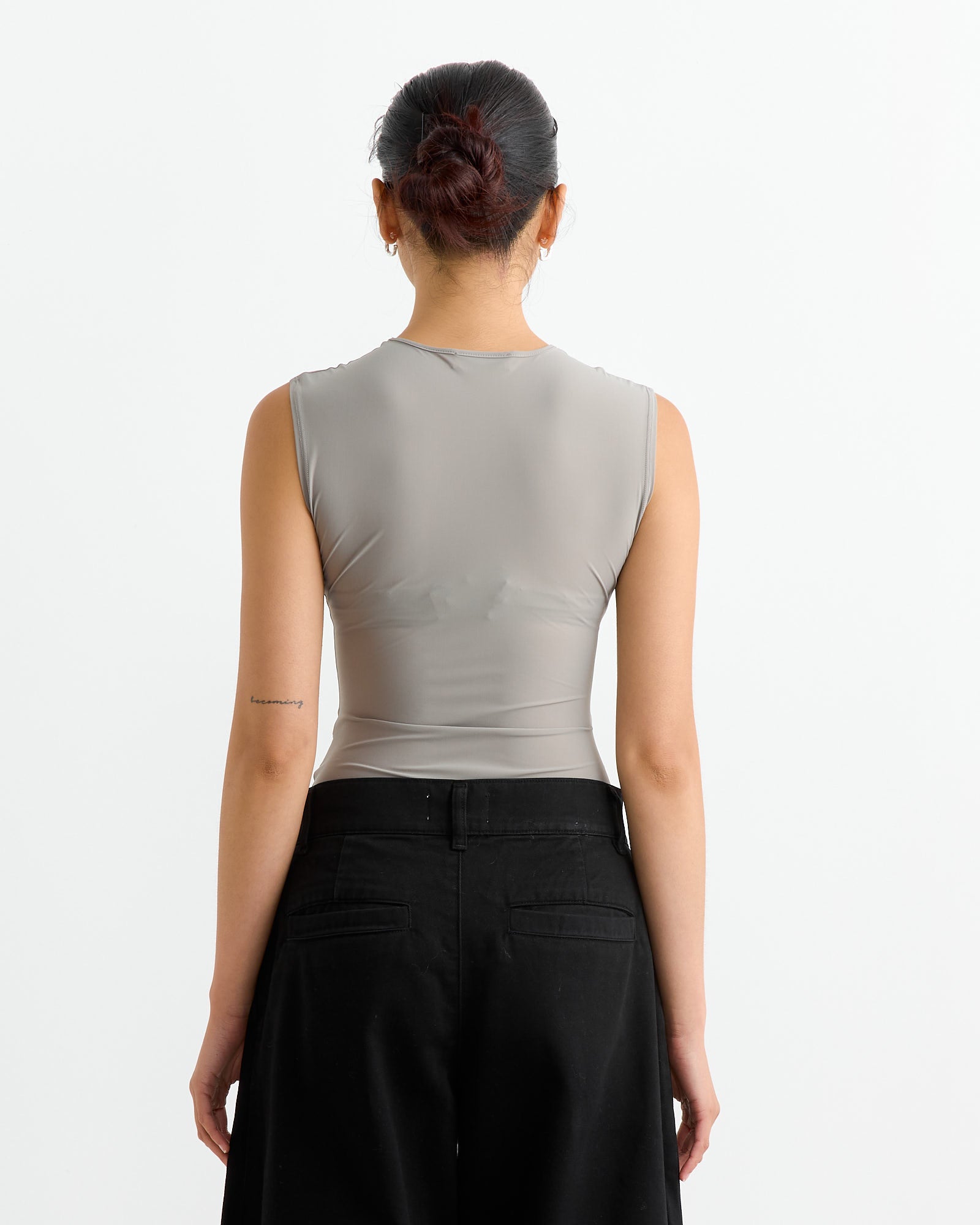 Aura Sleeveless Bodysuit in Aluminum