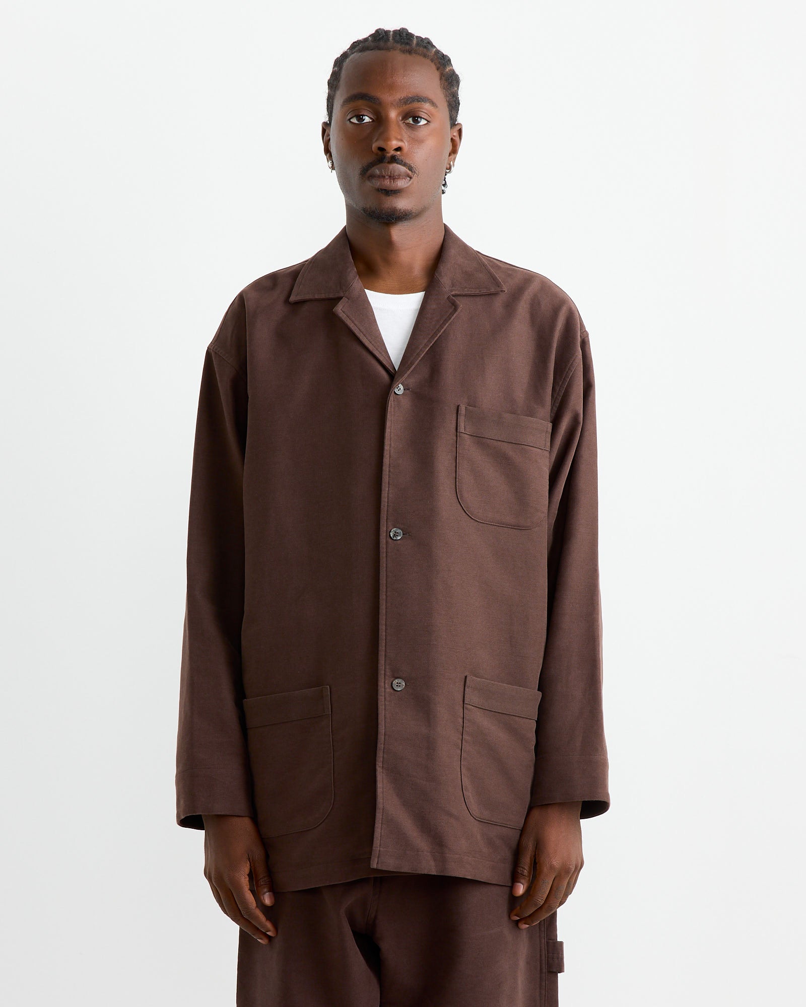 Cotton Silk Moleskin Jacket in Brown