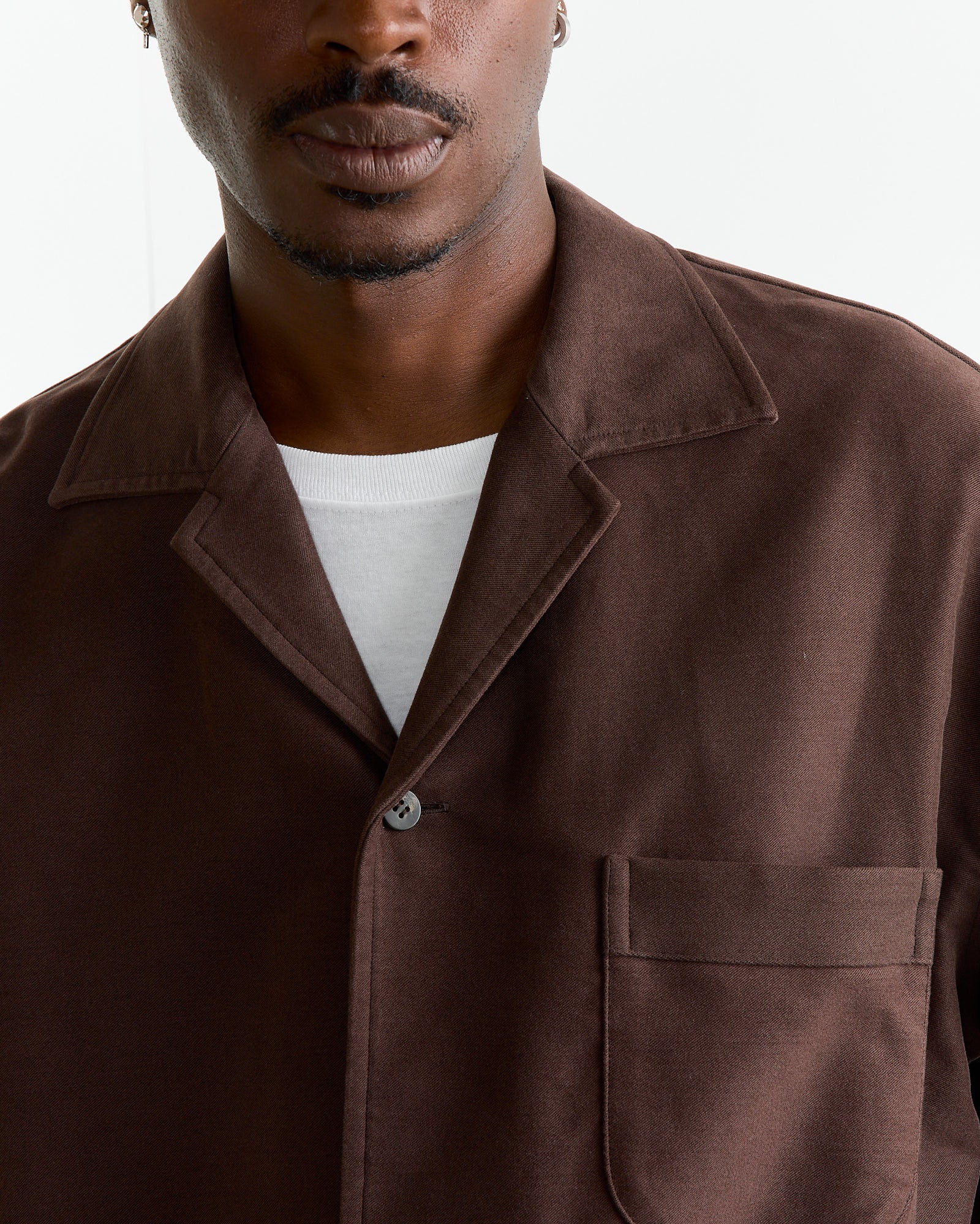 Cotton Silk Moleskin Jacket in Brown