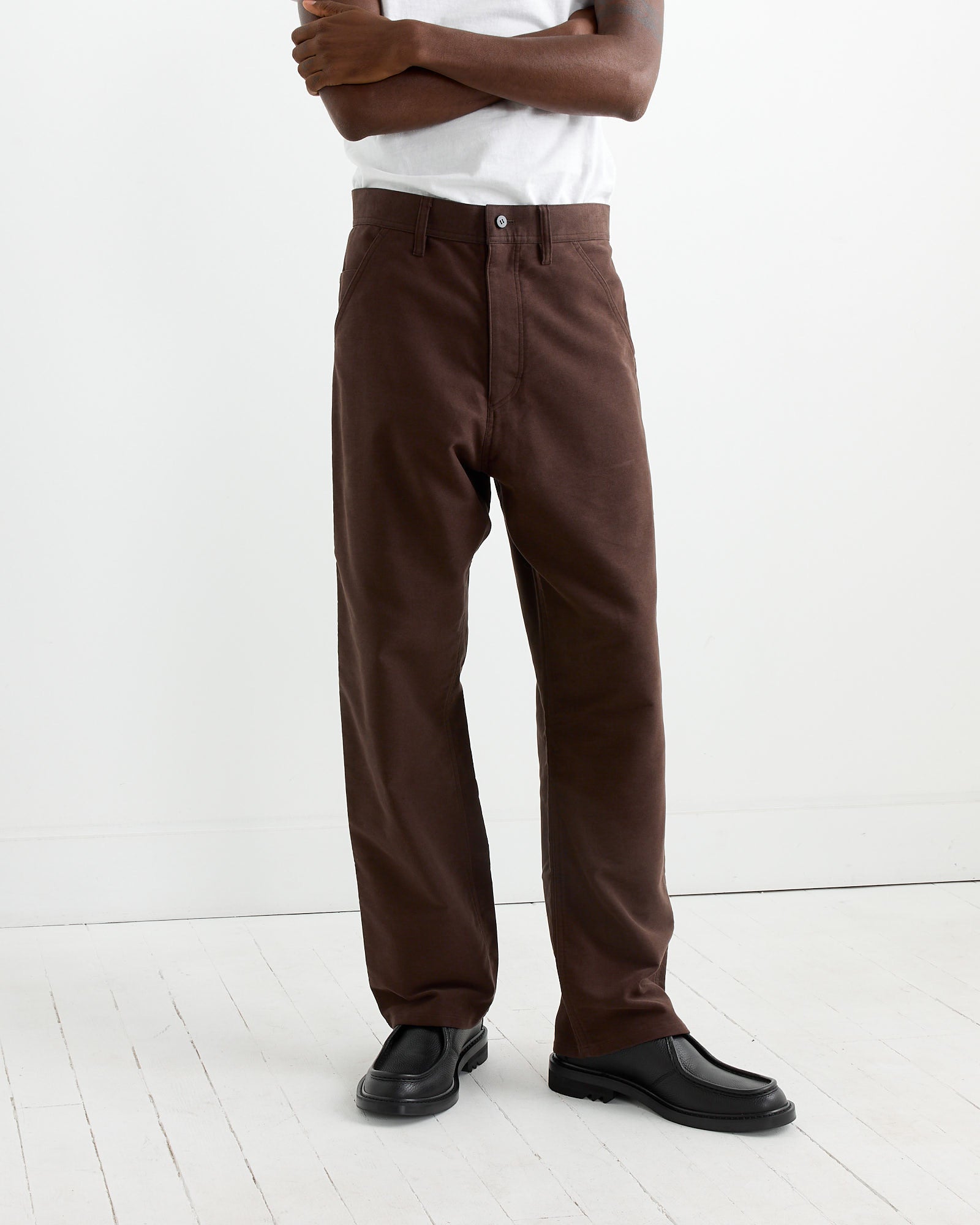 Cotton Silk Moleskin Pant in Brown