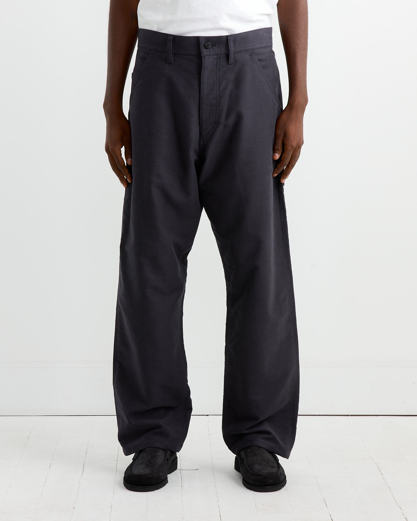 Cotton Silk Moleskin Pant in Navy