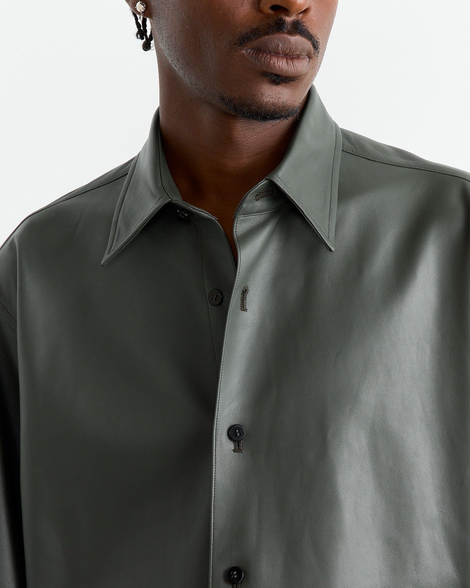 Lamb Leather Light Shirt in Green