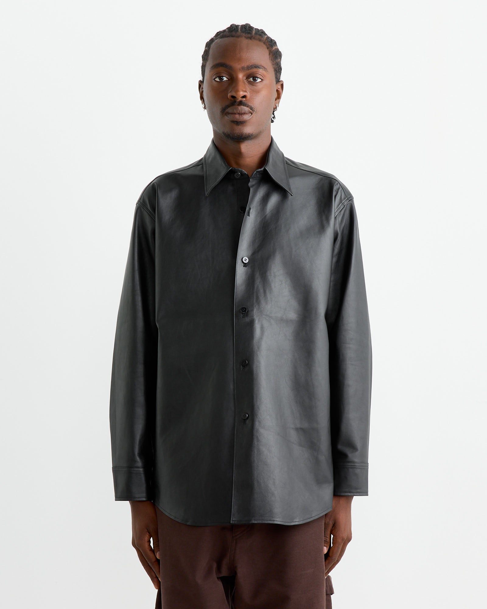 Lamb Leather Light Shirt in Black