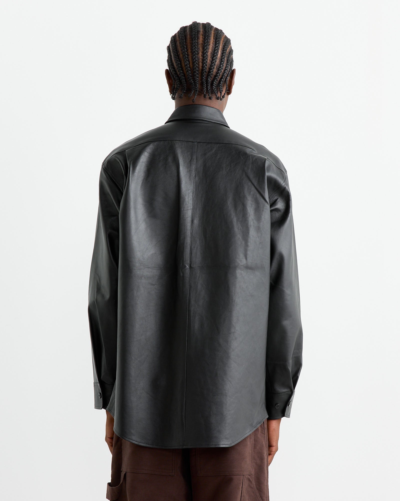 Lamb Leather Light Shirt in Black