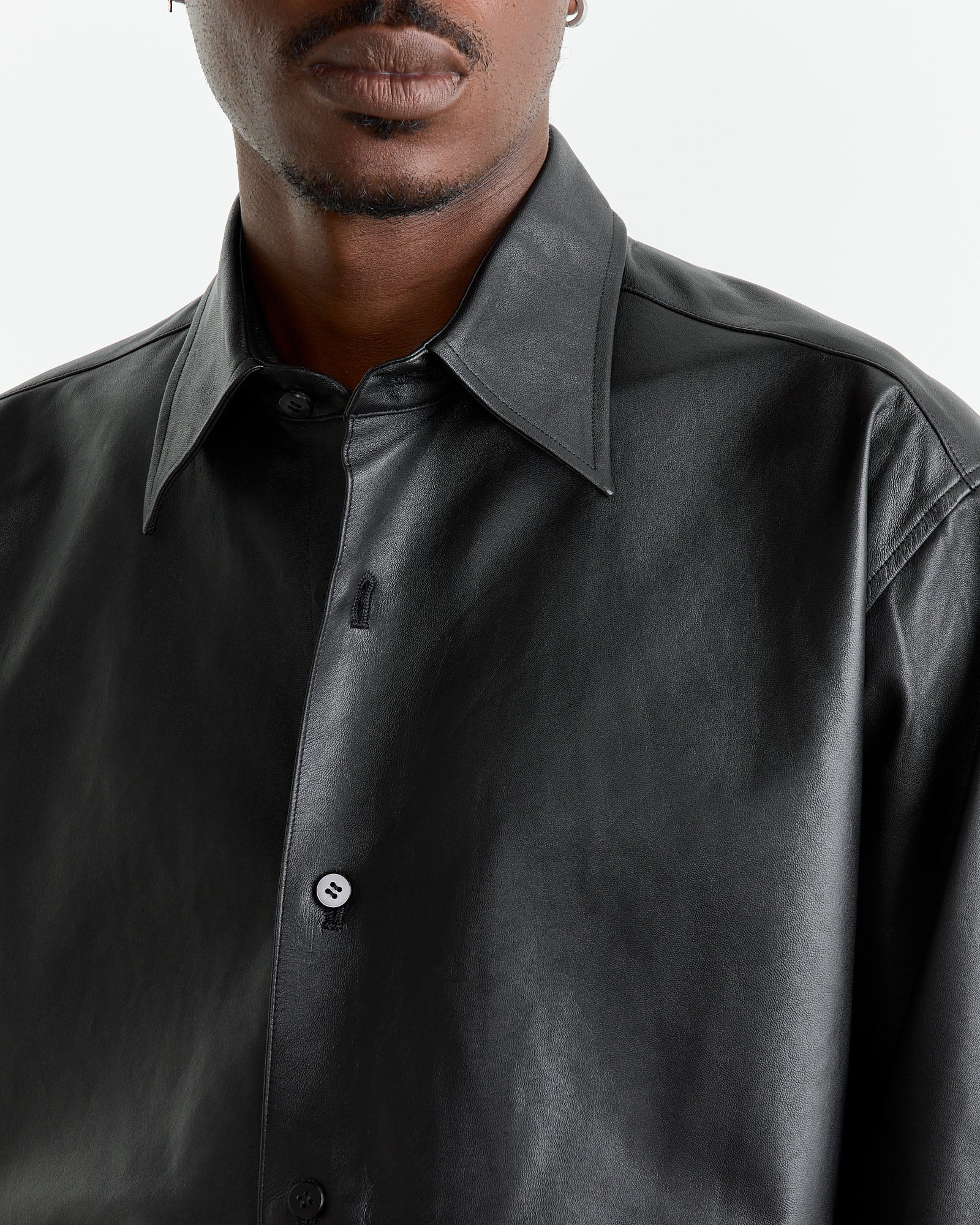 Lamb Leather Light Shirt in Black