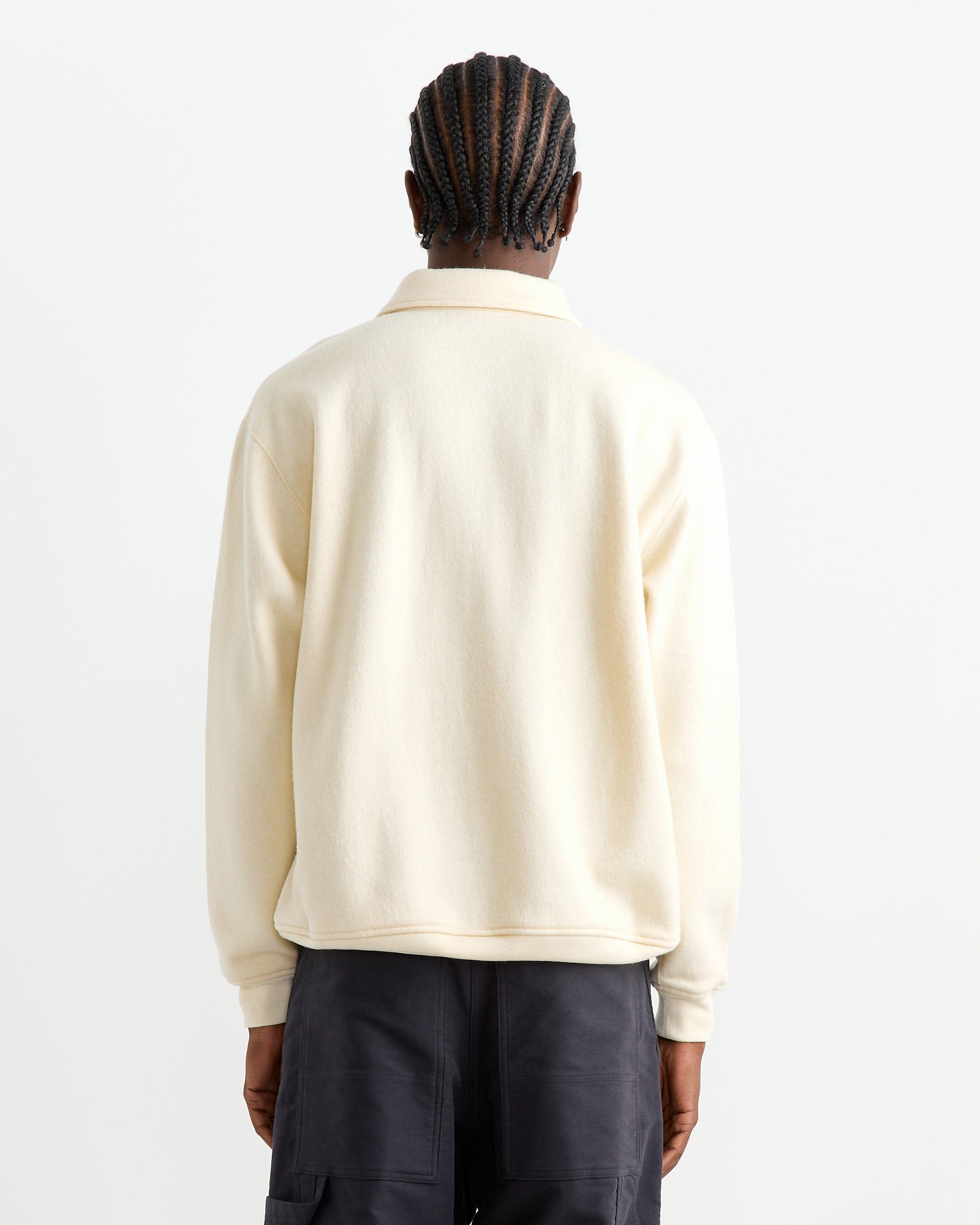 Super 120 Air Wool Fleece Sweater in White