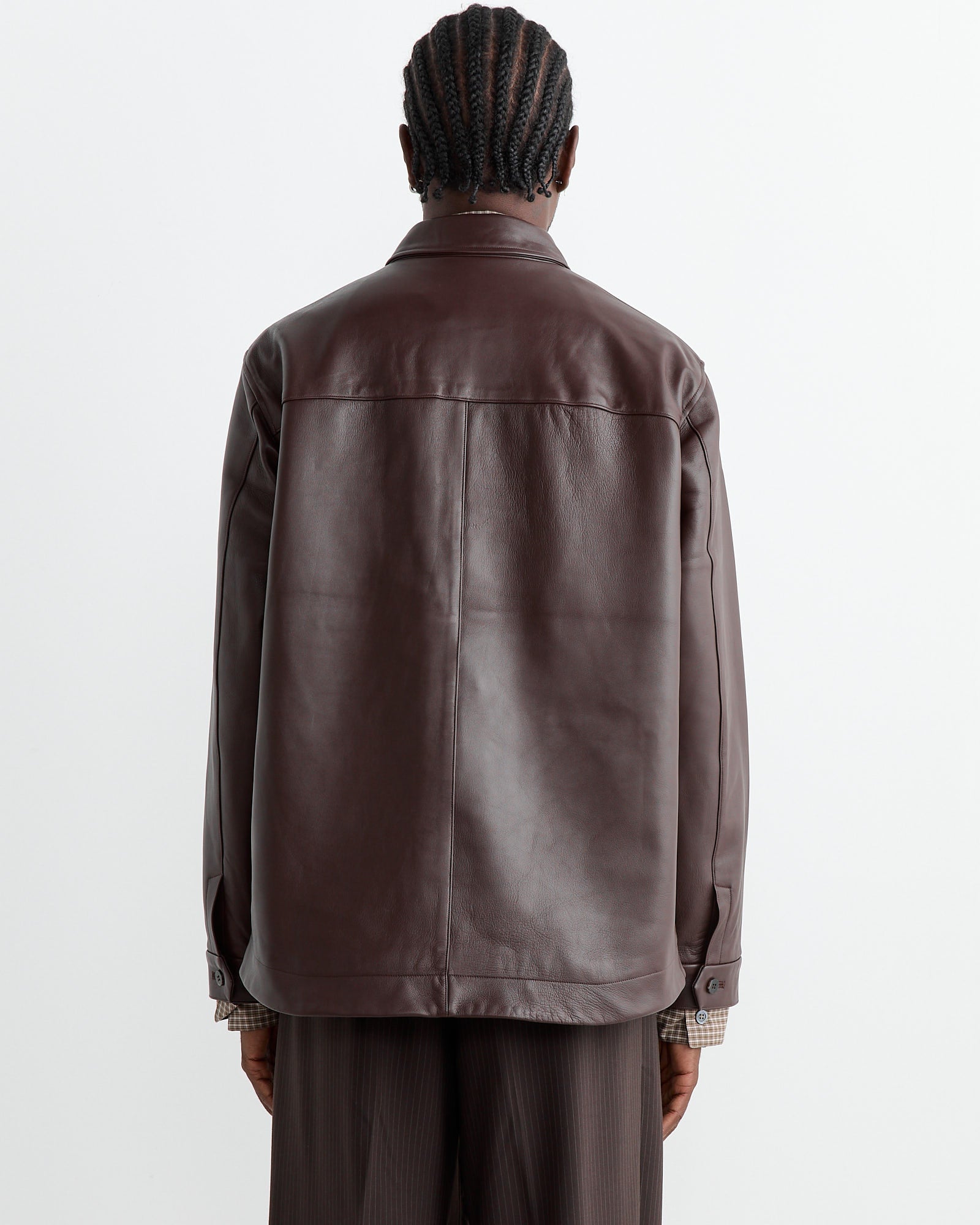 Lamb Leather Heavy Jacket in Brown