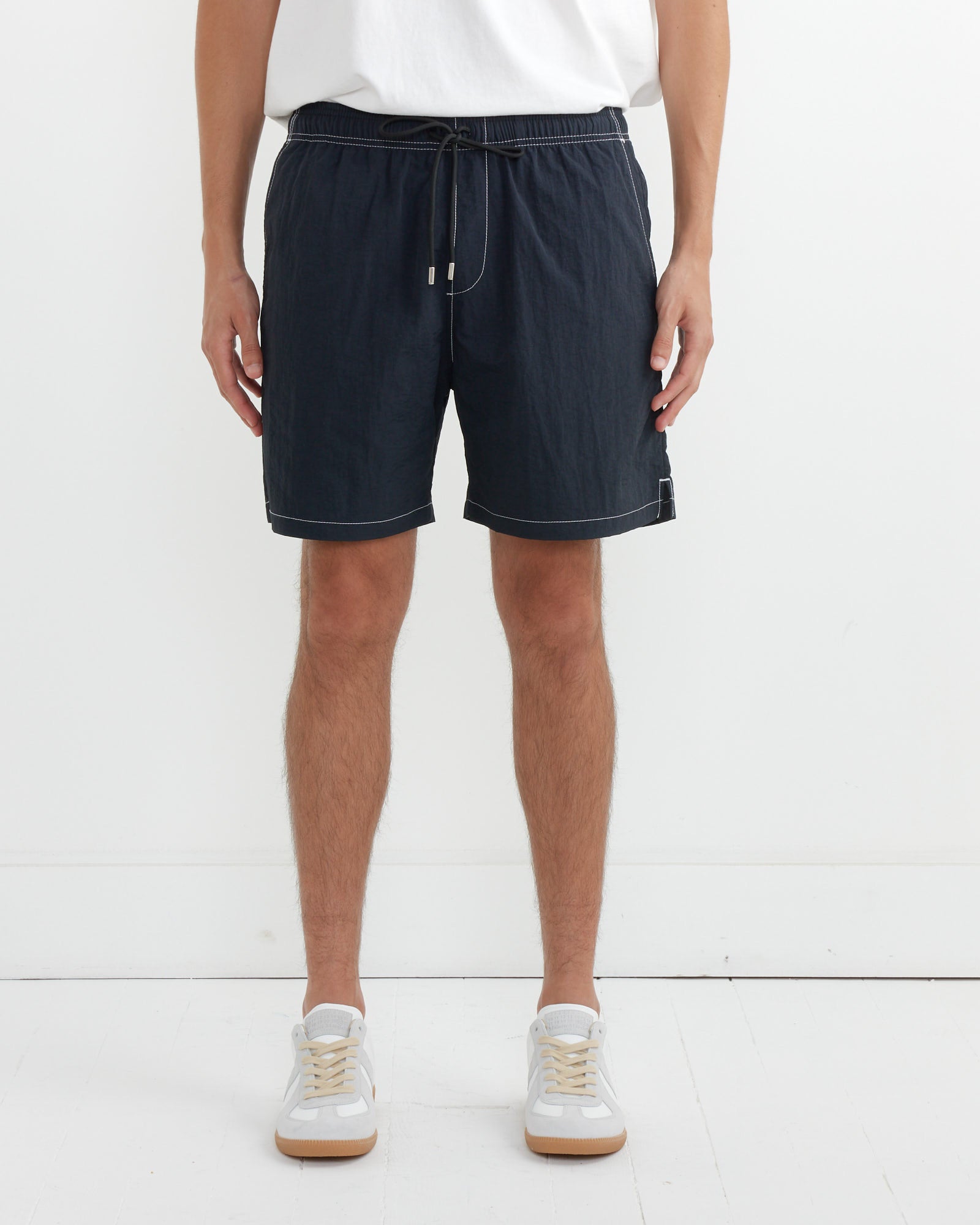 Contrast Stitch SM Short Taslan Nylon in Midnight