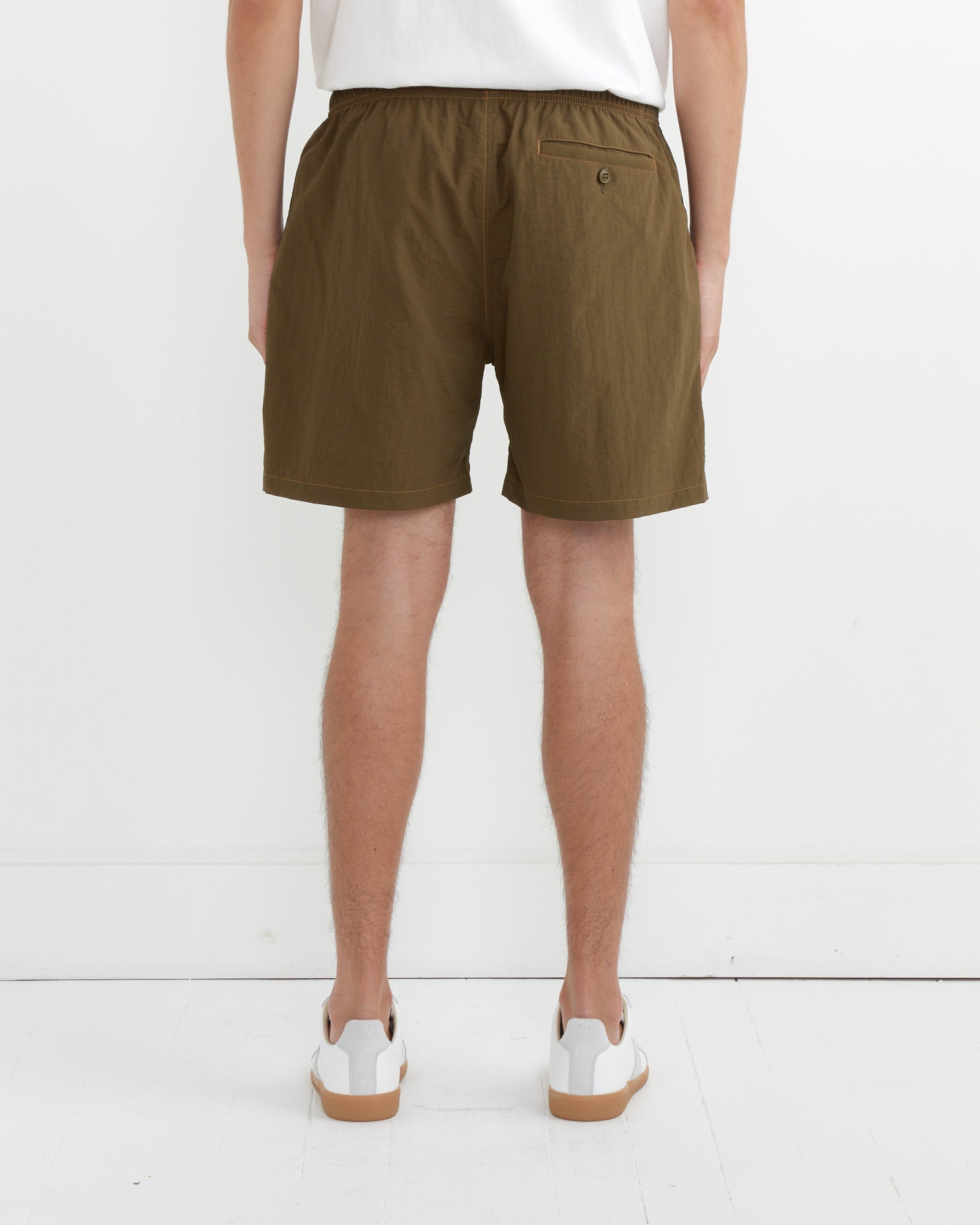 Contrast Stitch SM Short Taslan Nylon in Olive