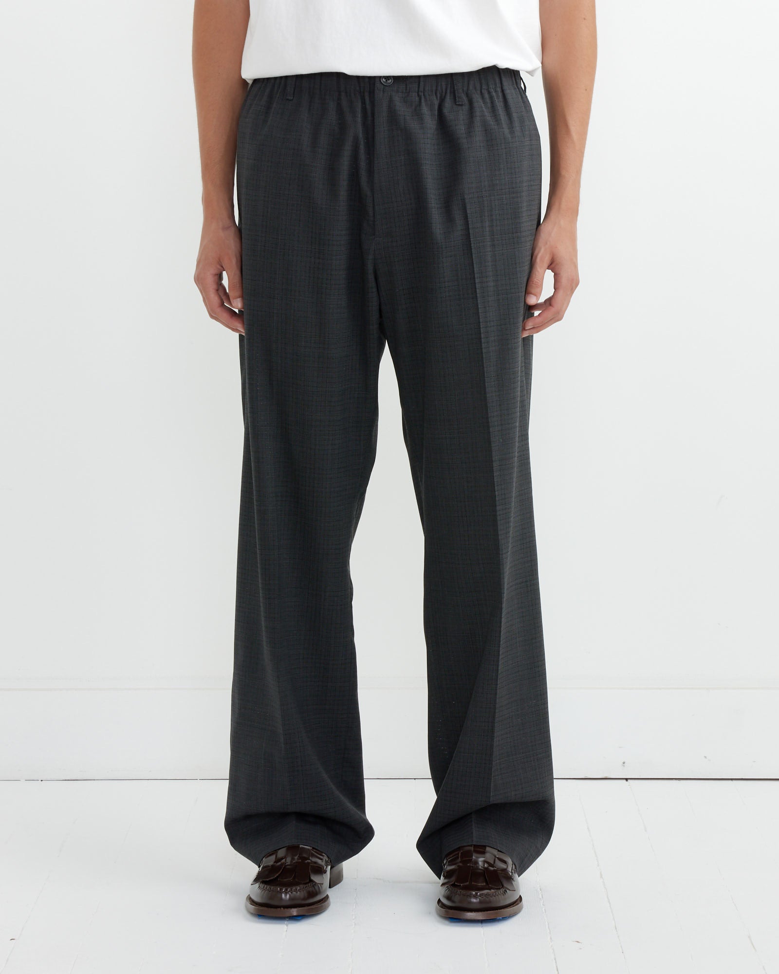 Drape Trouser Air Mesh in Charcoal Plaid