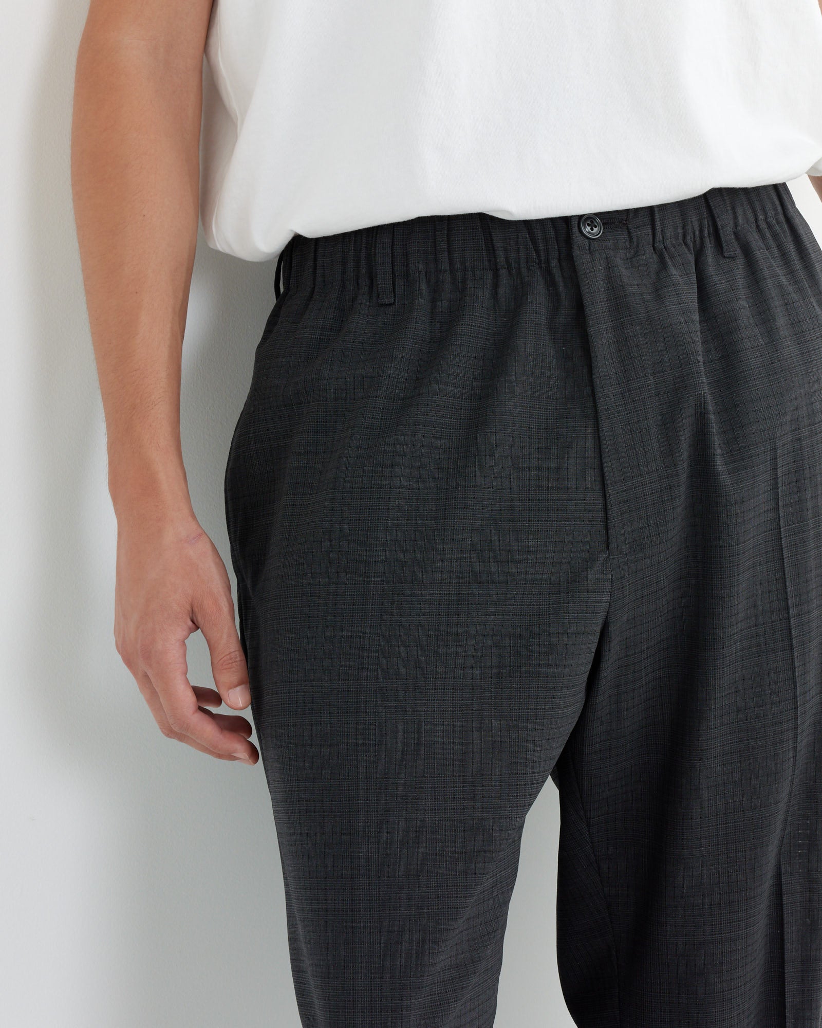 Drape Trouser Air Mesh in Charcoal Plaid