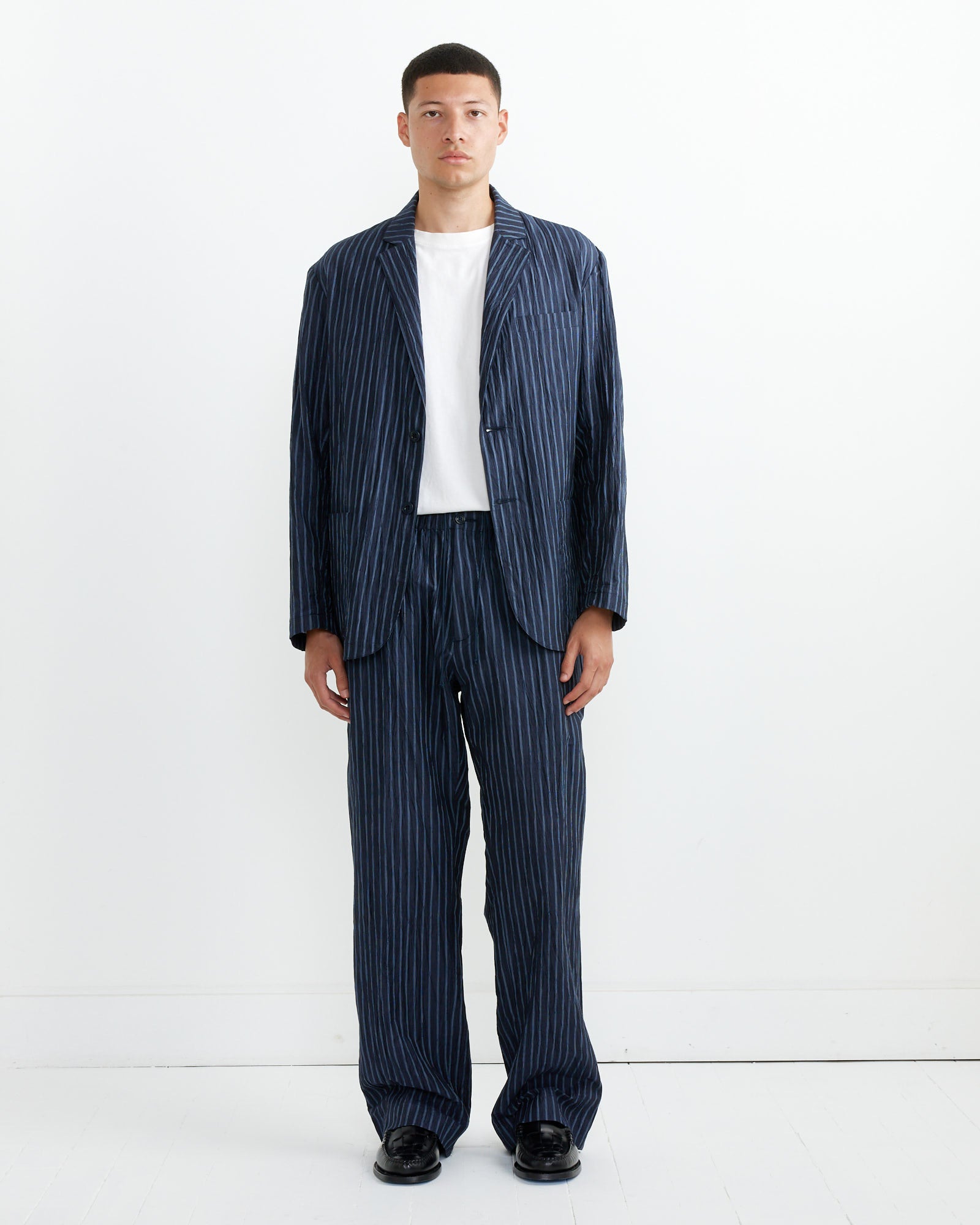 Blazer Crinkle Stripe in Navy