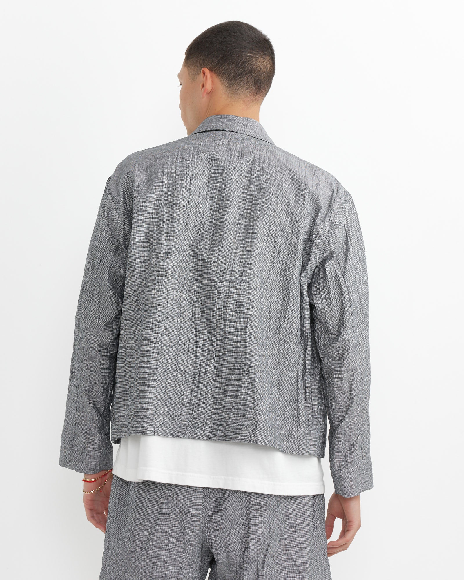 Zip Jacket Crinkle Check in Black/White